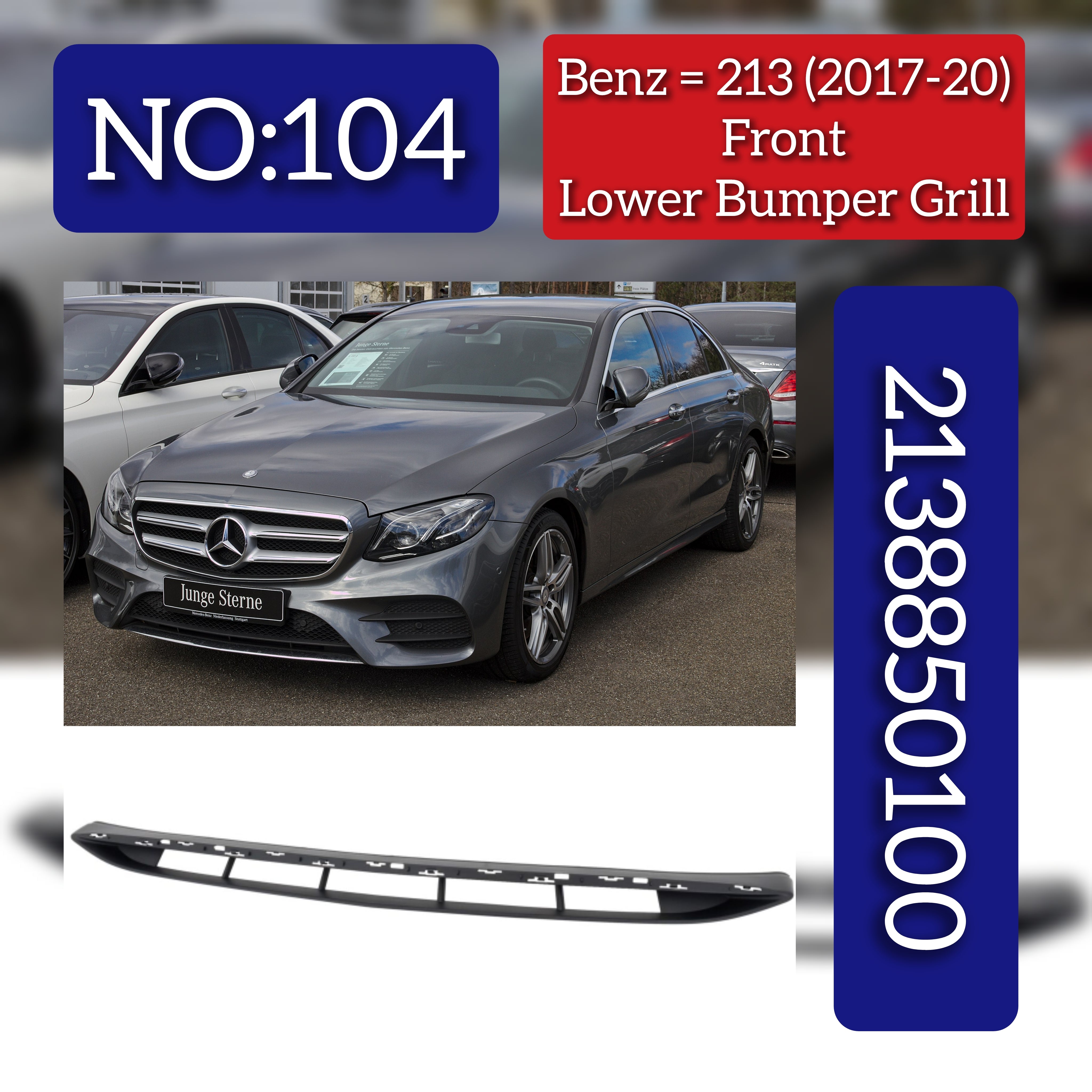 Front Bumper Lower Grille 2138850100 A2138850100 Compatible With MERCEDES-BENZ E-CLASS (W213) 2017-2020 Tag-BG-104