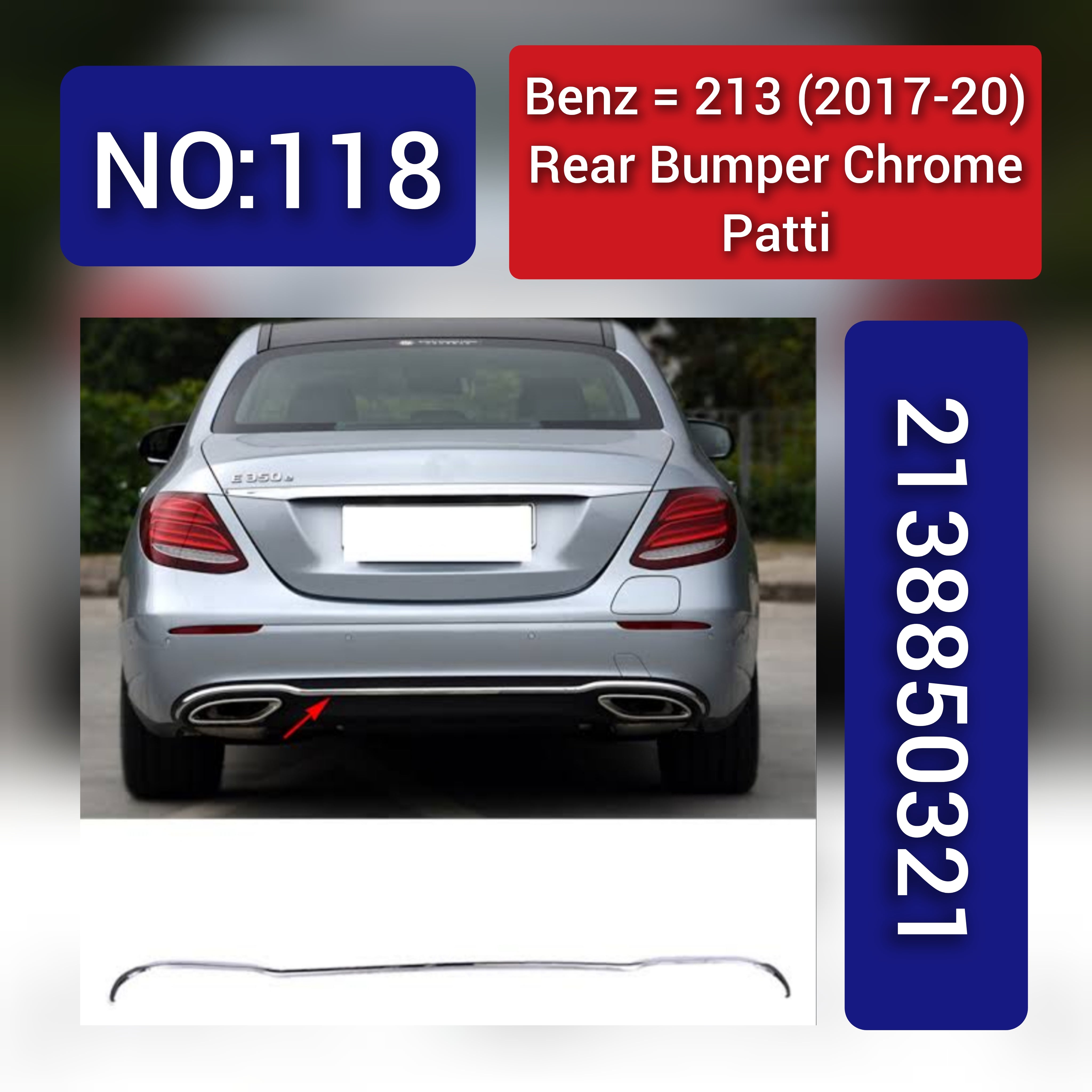Rear Bumper Chrome 2138850321 Compatible With MERCEDES BENZ E-CLASS W213 2017-2020 Tag No.118
