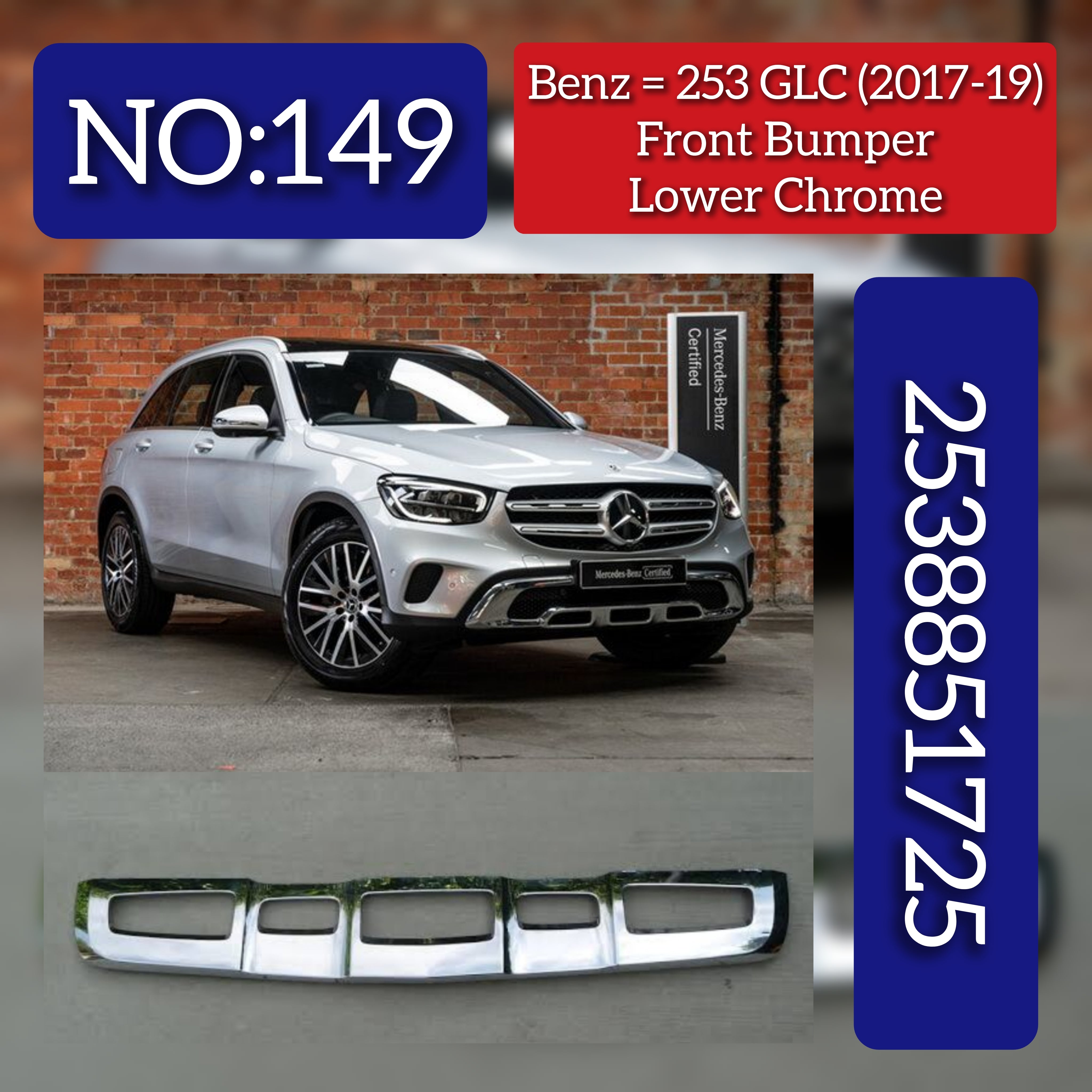 Front Bumper Chrome 2538851725 Compatible With MERCEDES-BENZ GLC X253 2017-2019 Tag No.149