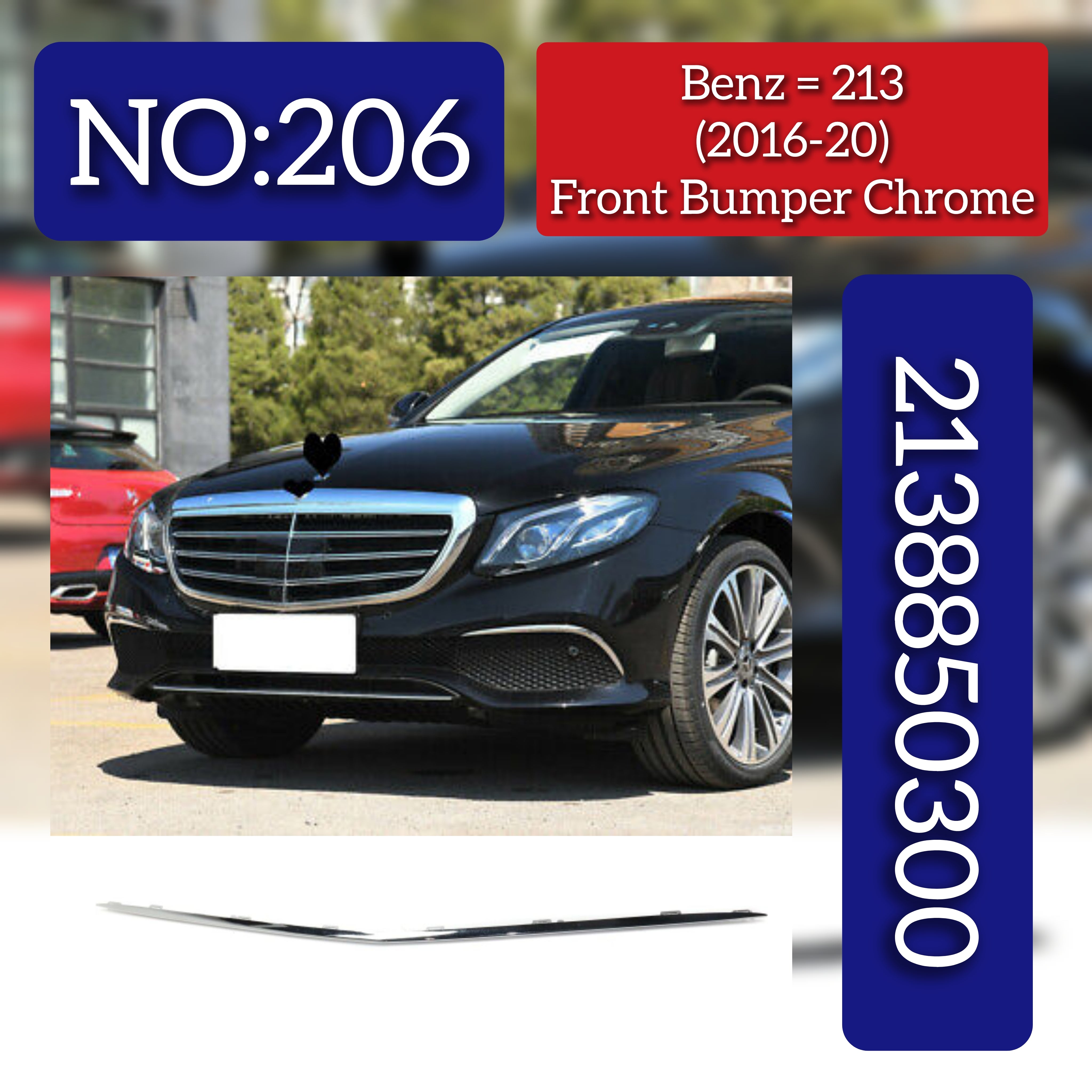 Front Bumper Chrome 2138850300 Compatible With MERCEDES BENZ E-CLASS W213  2016-2020 Tag No.206