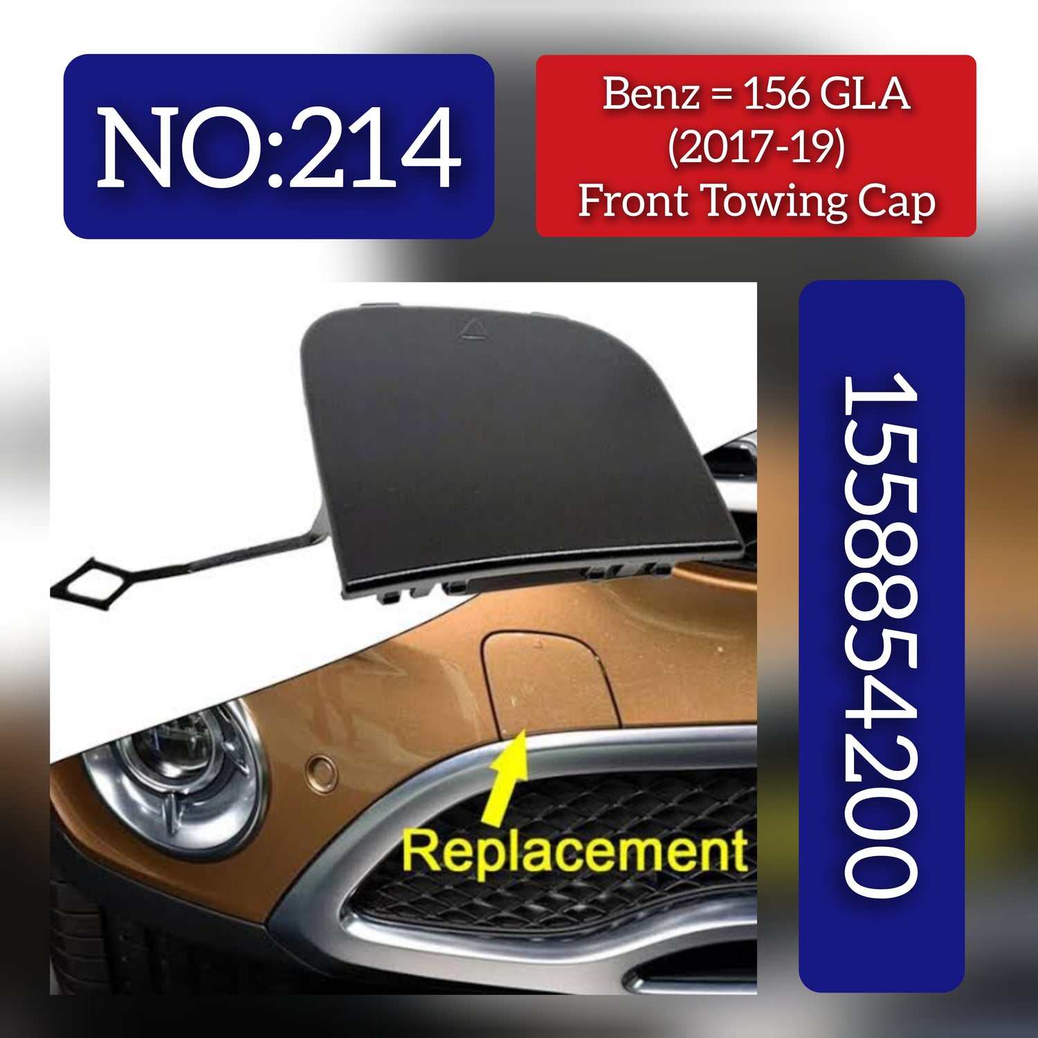 Front Towing Cap 1568854200 Compatible With Mercedes Benz  GLA CLASS W156 Tag No.214