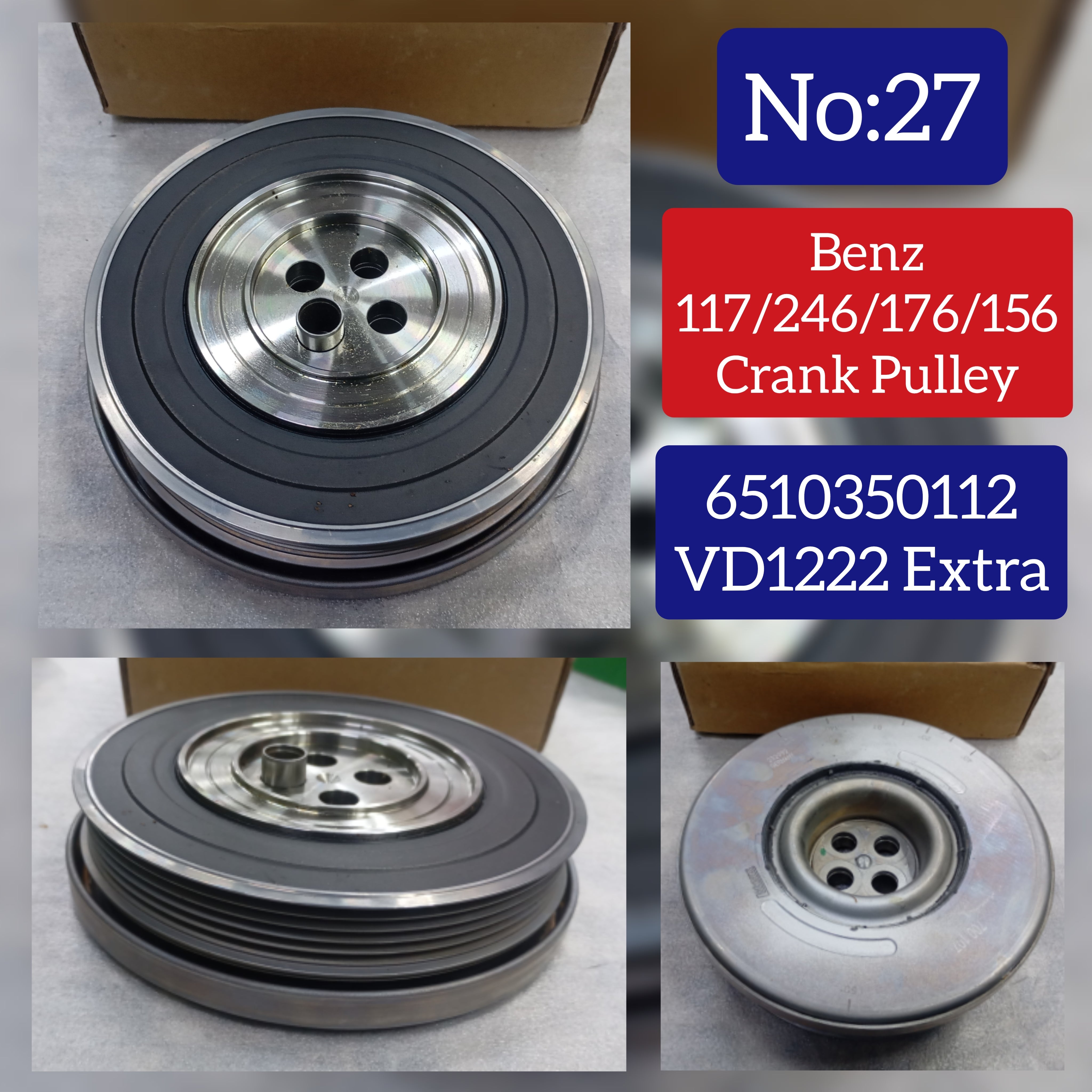 Belt Pulley VD1222 6510350112 Compatible with MERCEDES-BENZ A-CLASS (W176), B-CLASS Sports Tourer (W246, W242), CLA Coupe (C117), GLA-CLASS (X156) (CONTINENTAL)