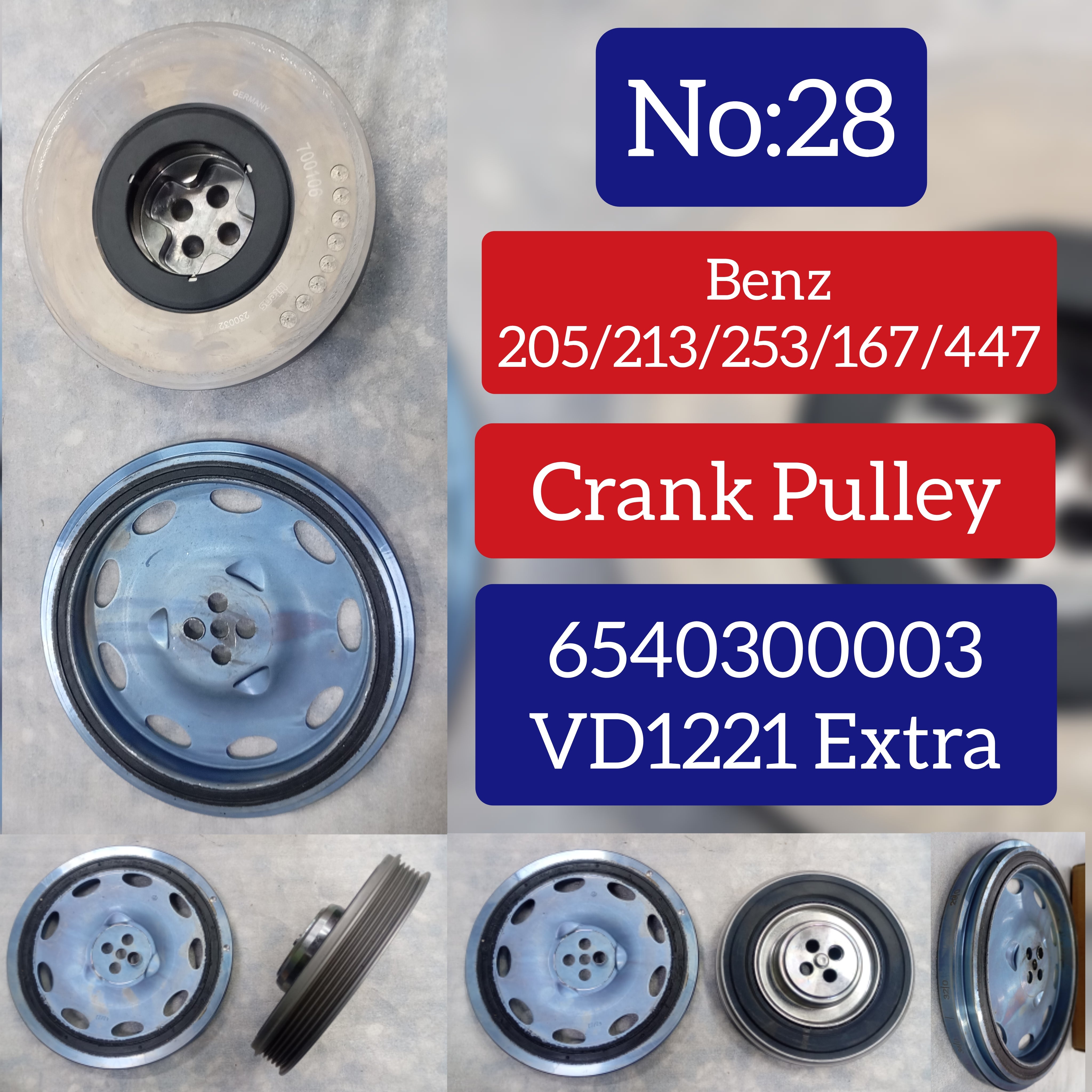 Belt Pulley VD1221 6540300003 Compatible with MERCEDES-BENZ A-CLASS Saloon (V177), C-CLASS (W205), CLS (C257) (CONTINENTAL)
