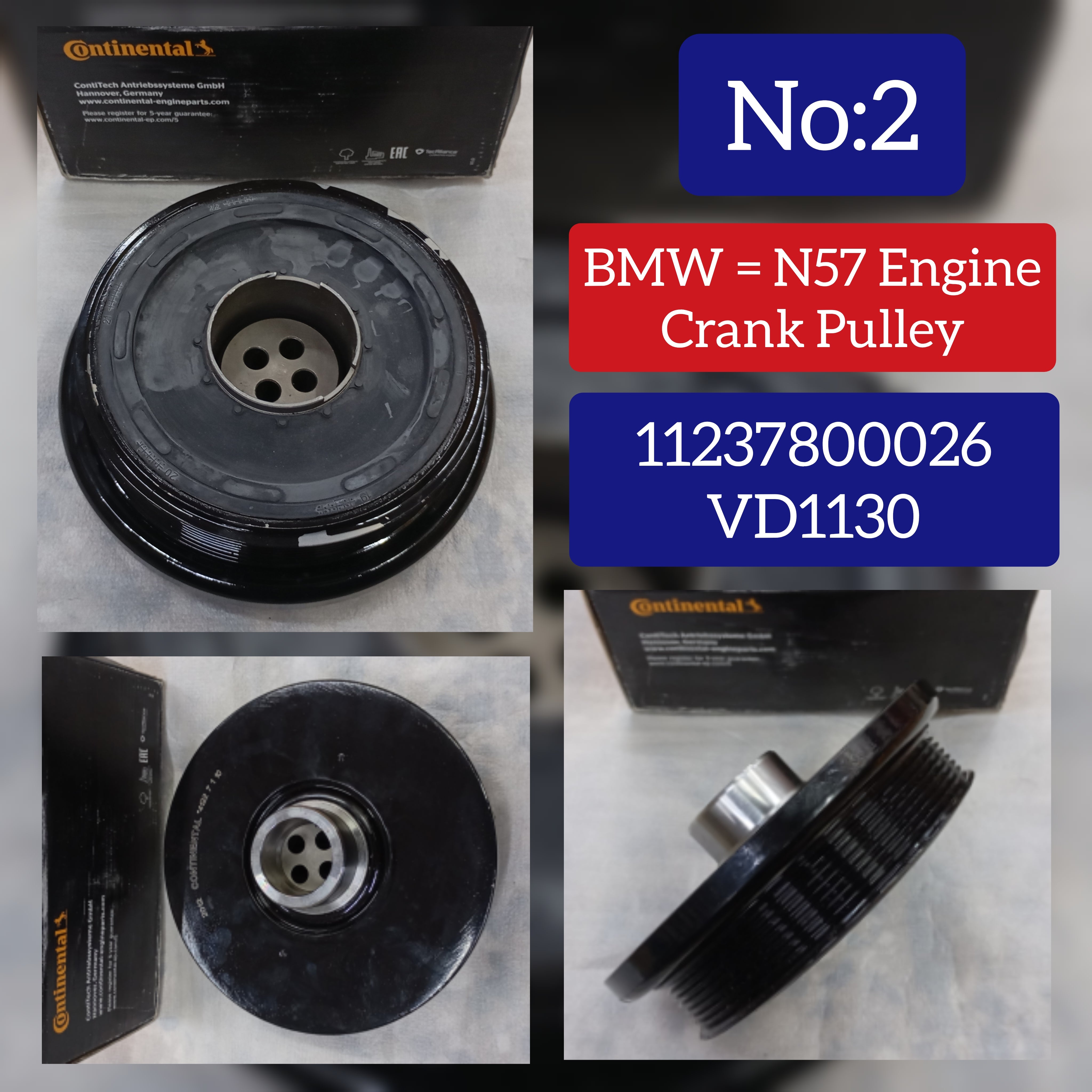 Belt Pulley VD1130 11237800026 Compatible With BMW 5 (F10), 7 (F01, F02, F03, F04) (CONTINENTAL)