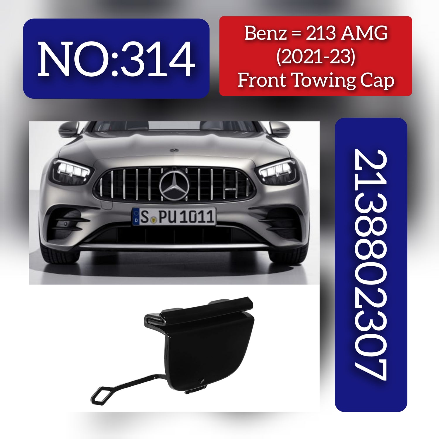 Front Towing Cap 2138802307-1 Compatible With Mercedes Benz 213 AMG (2021-2023) Tag No.314