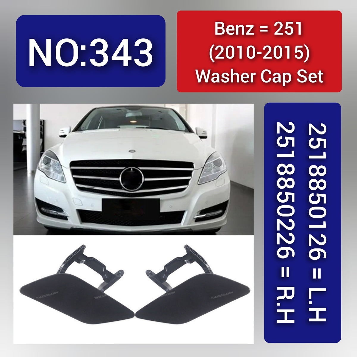 Washer Cover Cap Left 2518850126 Right 2518850026 Compatible With MERCEDES-BENZ R grade W251 (2010-2015) Tag No.343