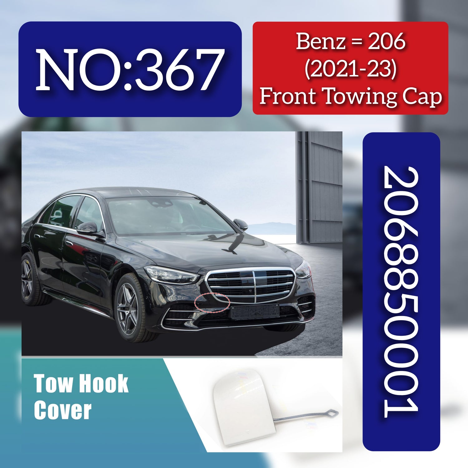 Towing Cap 2068850001 Compatible With  MERCEDES-BENZ C W206 (2021-2023) Tag No.367