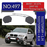 Front BUMPER TOW HOOK COVER TOW EYE COVER (Towing Cap) Left 51117159589 & Right 51117159590 Compatible With  BMW X5 E70 (2007-2010) Tag No.497