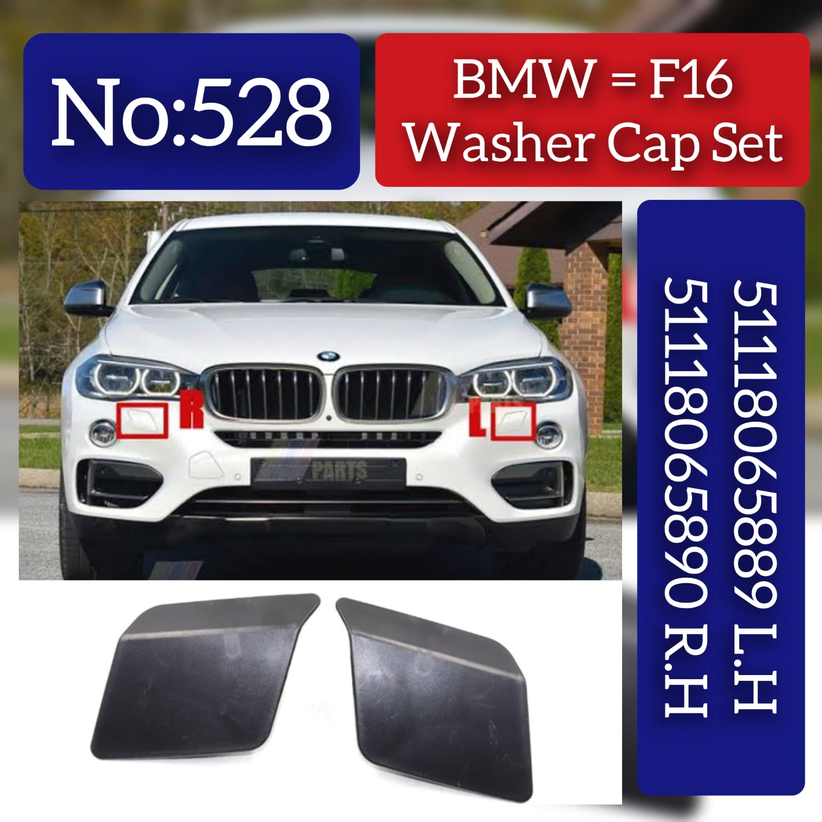 Washer Cover Cap Left 51118065890 Right 51118065889 Compatible With BMW X6 F16 Tag No:528