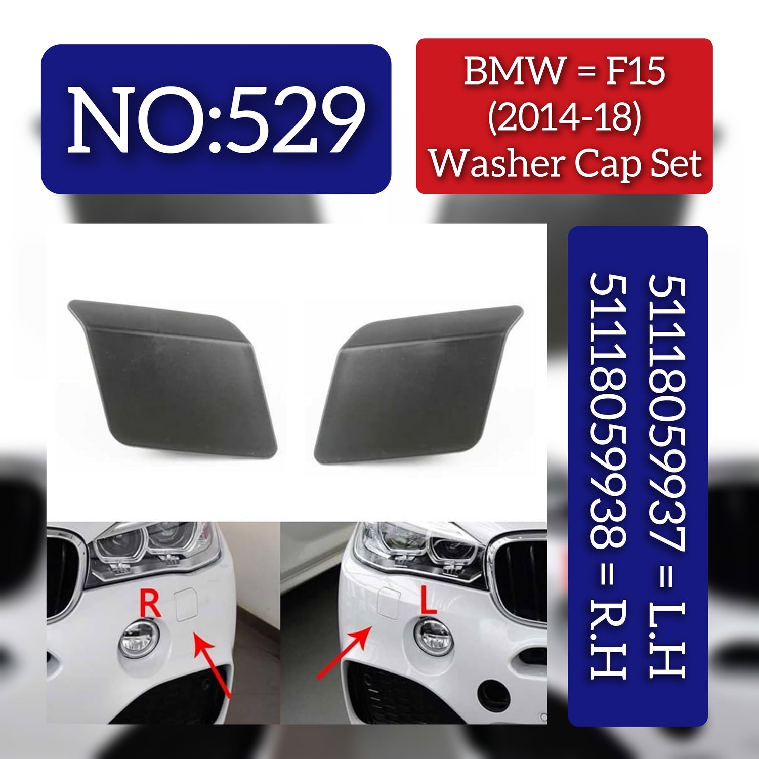 Washer Cover Cap Left 51118059937  Right 51118059938 Compatible With BMW X5 F15 Tag No:529