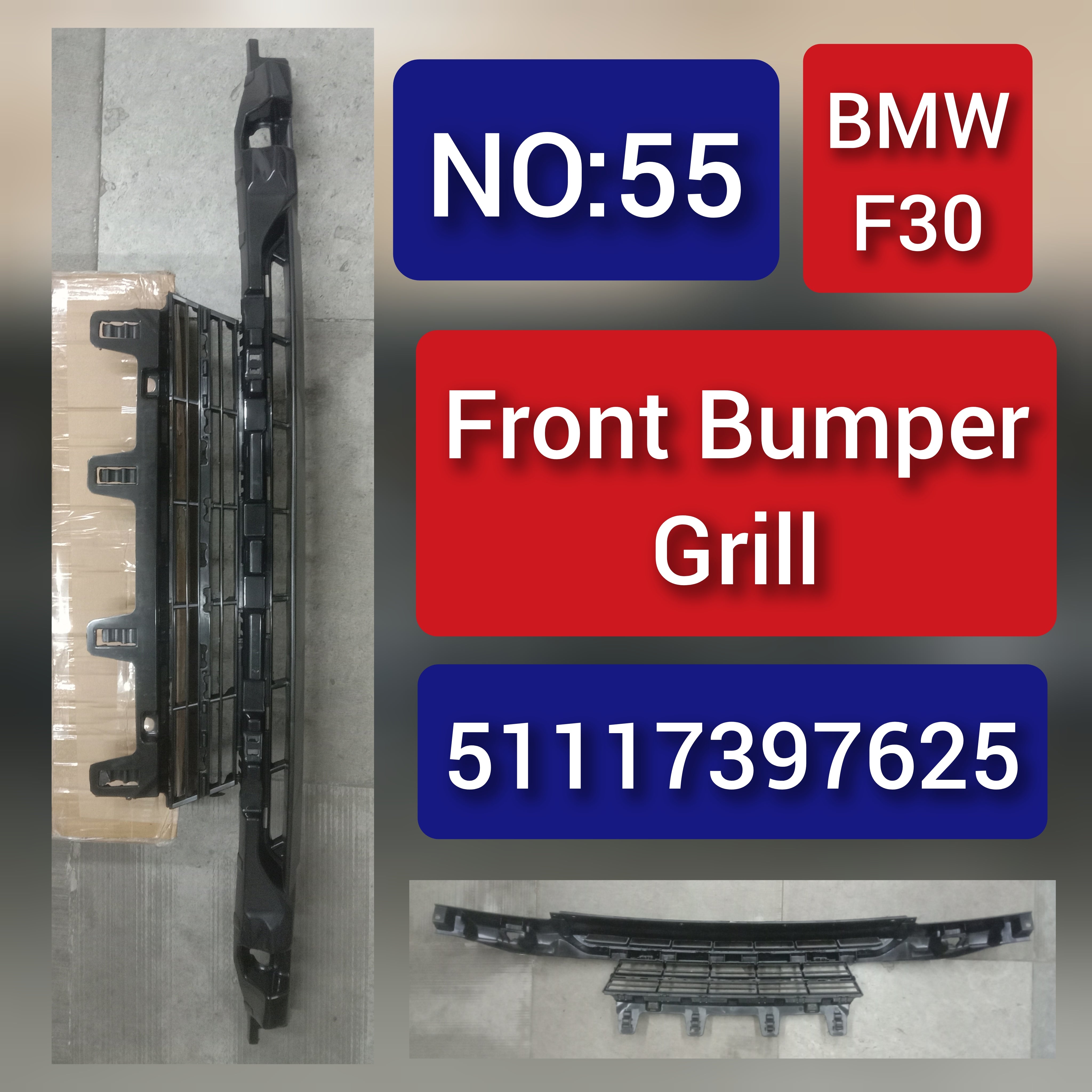 Front Middle Bumper Lower Center Mesh Bezel Grille 51117386152 51117397625 Compatible With BMW 3 Series (F30, F80) (2016-2019) Tag-BG-83