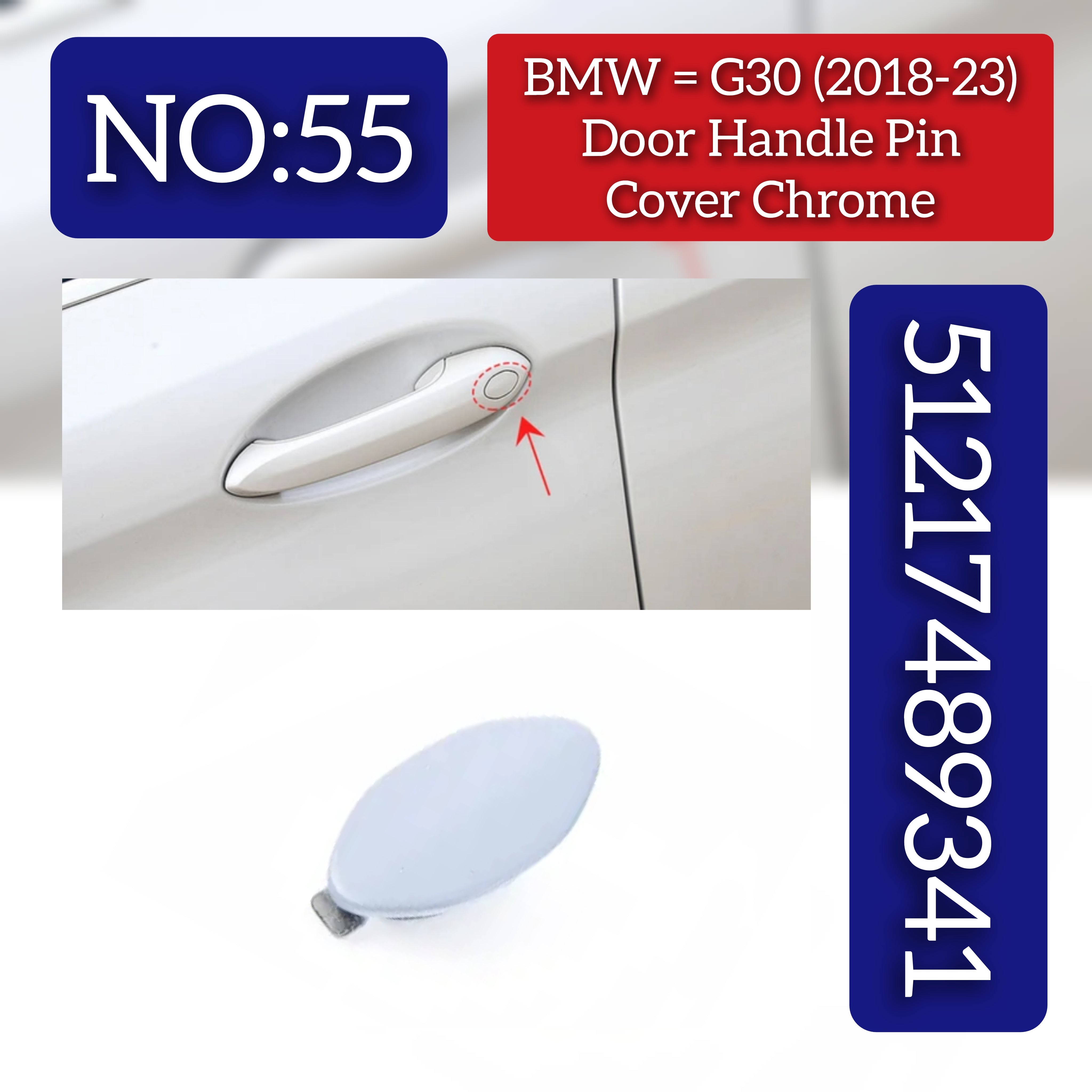 Outer Door Handle Lock Hole Key Cover 51217489341  Compatible With BMW 5 Series G30 2018-2023 Tag No.55