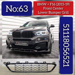 Front Middle Bumper Lower Center Mesh Bezel Grille 51118056521 Compatible With BMW X6 F16 2015-2019 Tag-BG-63