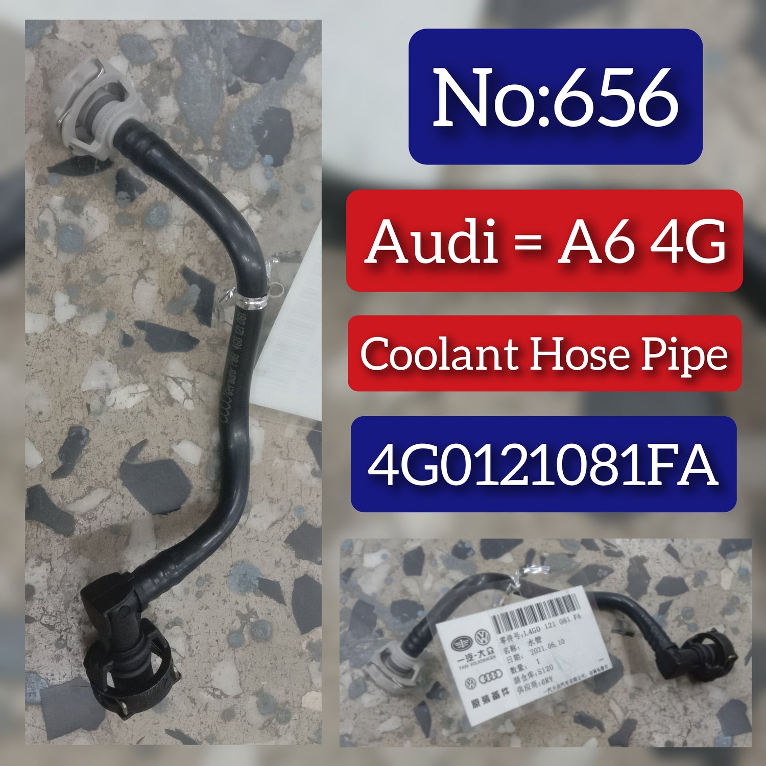 Coolant Hose Pipe 4G0121081FA Compatible With AUDI For A7 4GF) | A7 / S7  A7 Sportback (4GA Tag No.656