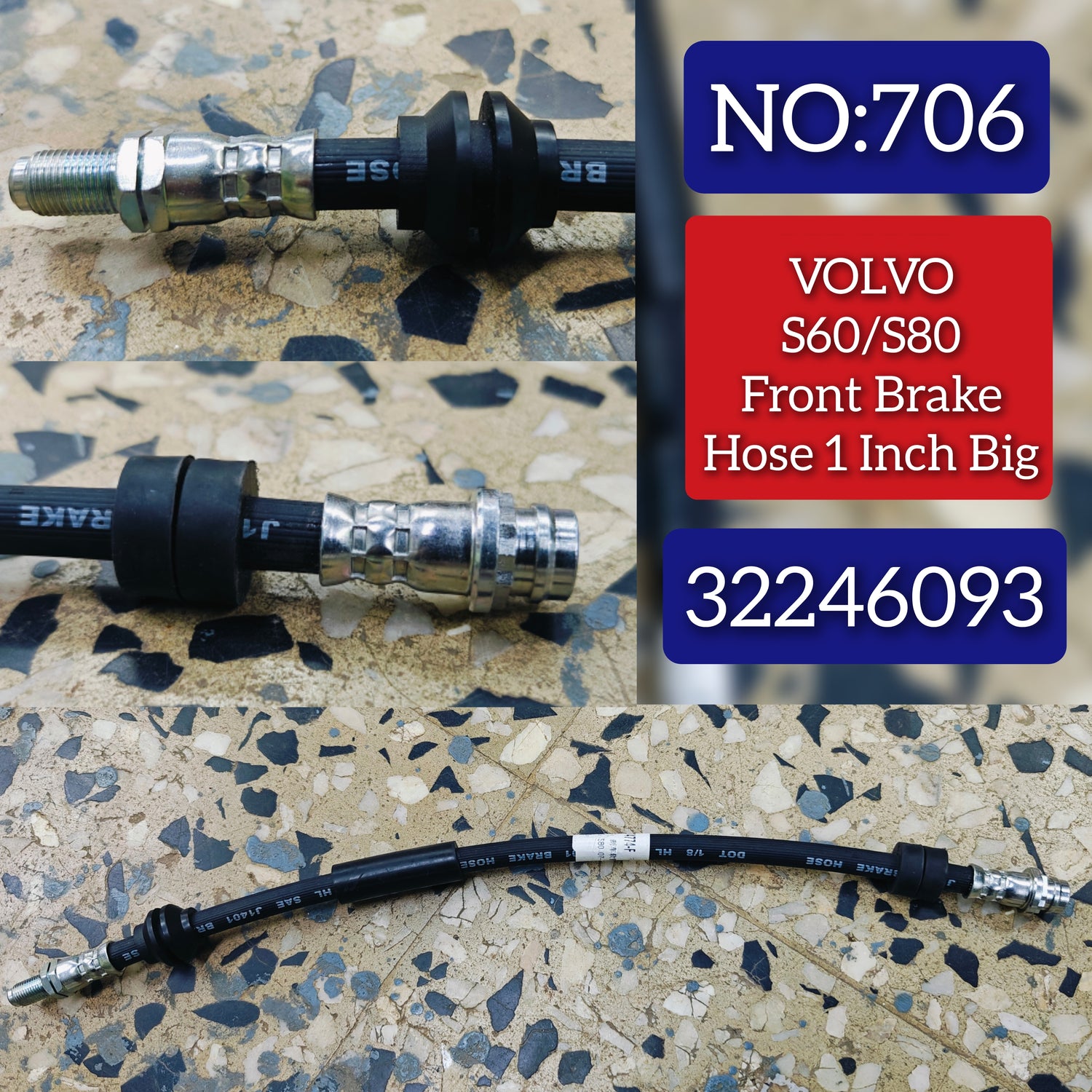 Front Brake Hose Pipe 32246093 31305080 30681784 Compatible With VOLVO Volvo S60 & VOLVO S80 Tag No:706