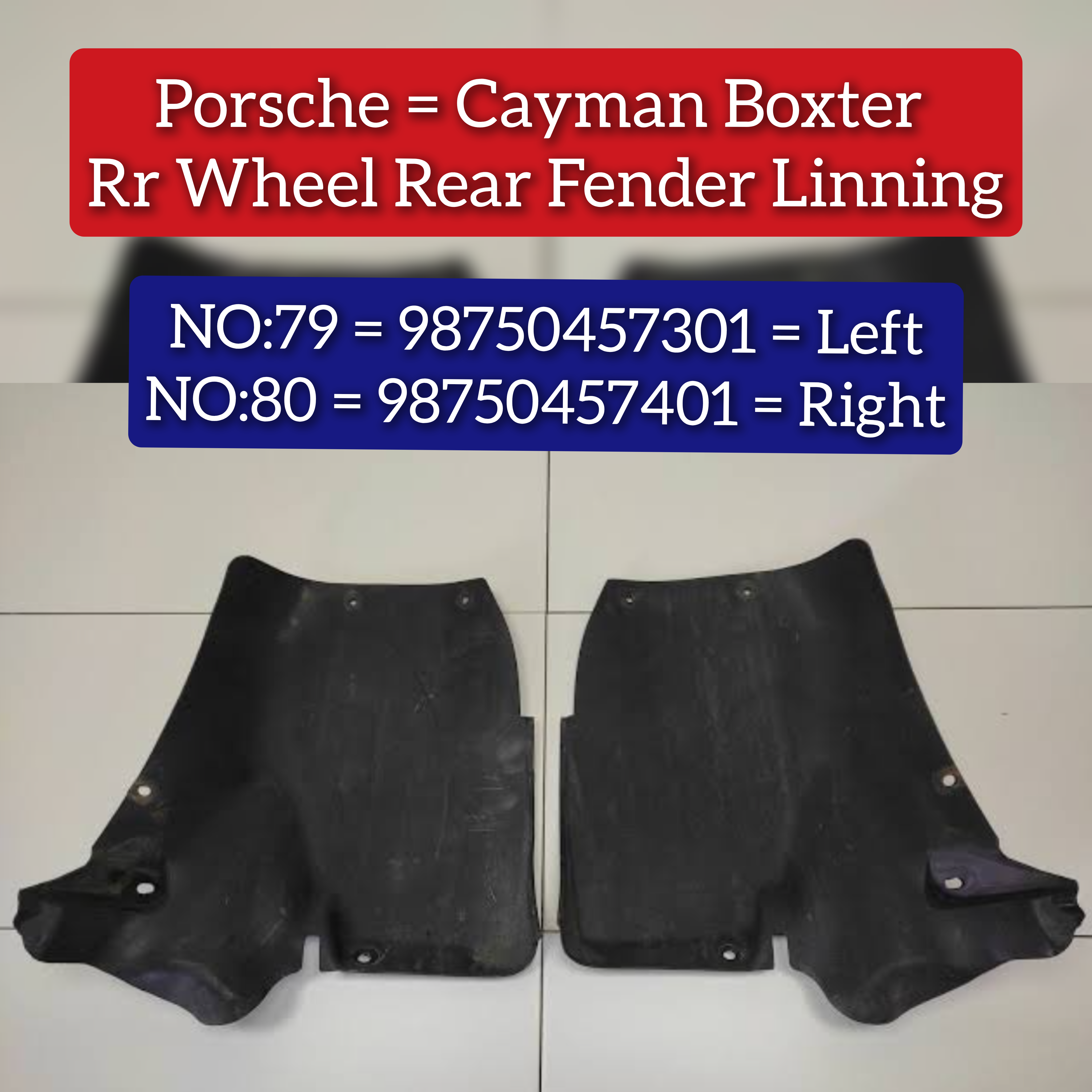 Rear Wheel Rear Left Fender Liner 98750457301 Compatible With Cayman & Boxer