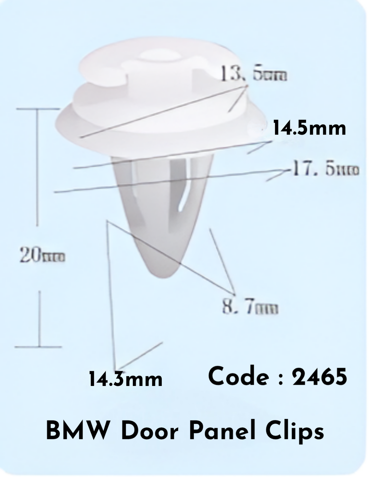 Door Panel Clips (Set of 10) Code:2465 Compatible With BMW