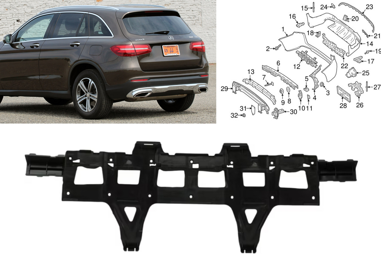 Rear Bumper Bracket 2538852101 A2538852101 Compatible With Mercedes Benz W253 (2016-19) Tag No.1000