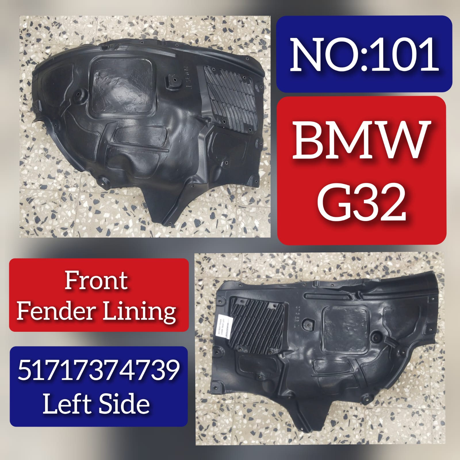 Front Left Fender Liner 51717374739 Compatible With BMW 6 Series G32 Tag-FE-101