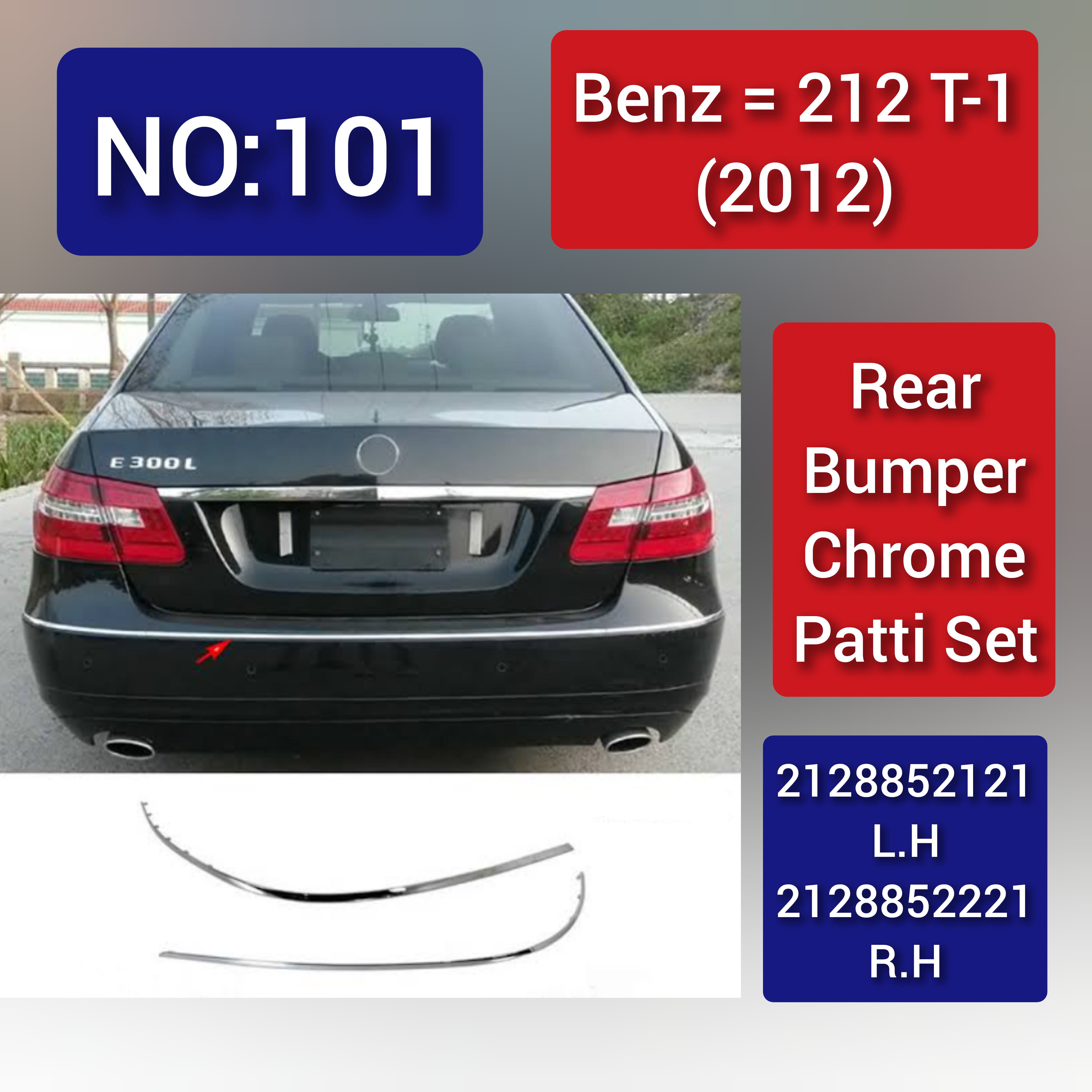 Rear Bumper Chrome Left 2128852121 & Right 2128852221 Compatible With MERCEDES BENZ E-CLASS W212 T-1 (2012)