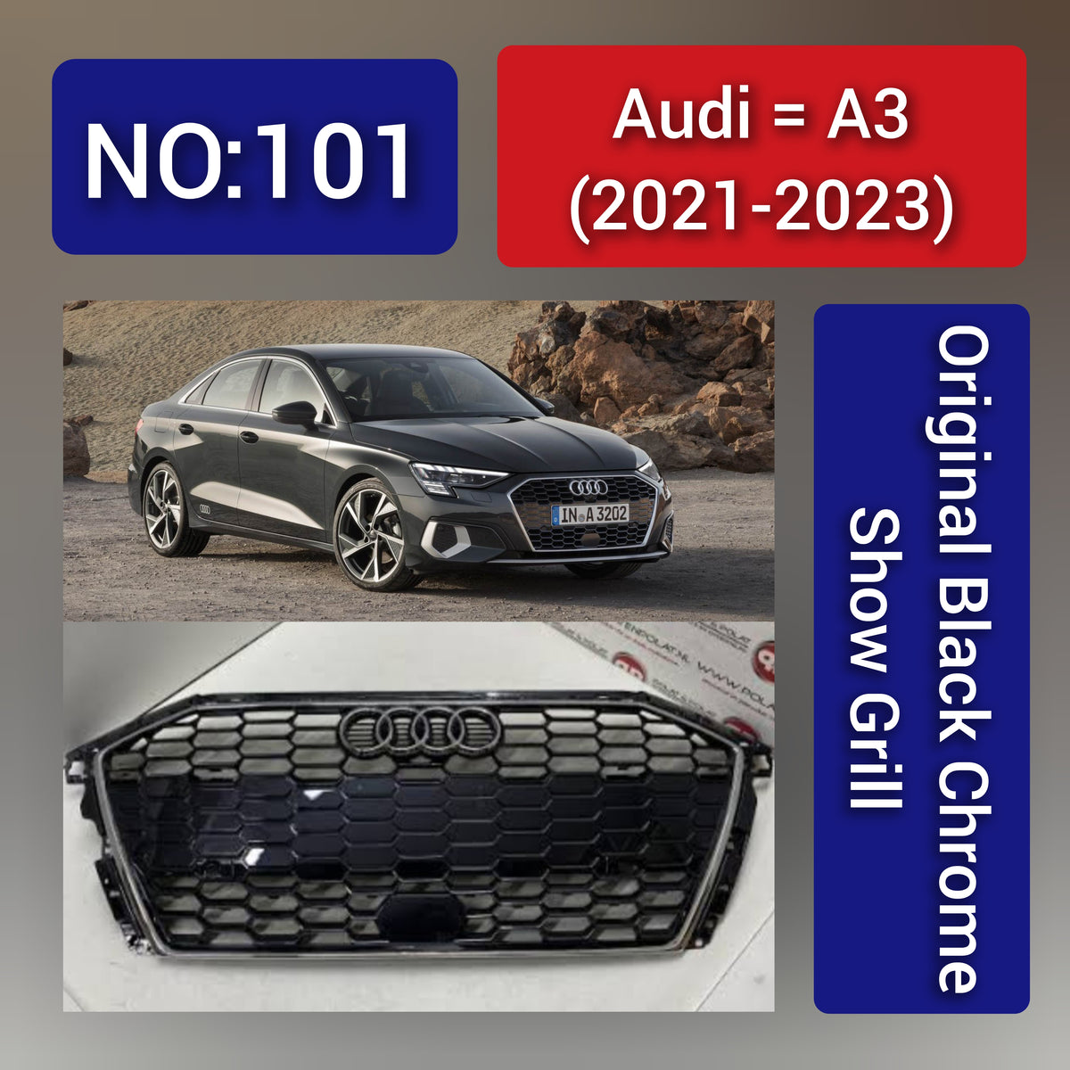 Audi A3(2021-23) Original Black Chrome Show Grill
