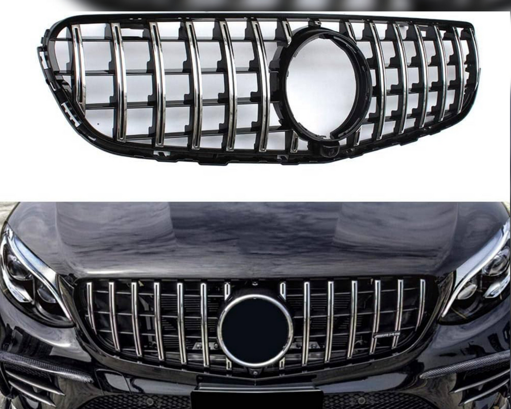 GTR Silver Chrome Show Grill Compatible With  Mercedes Benz GLC X253(2016-2019 ) Tag 52