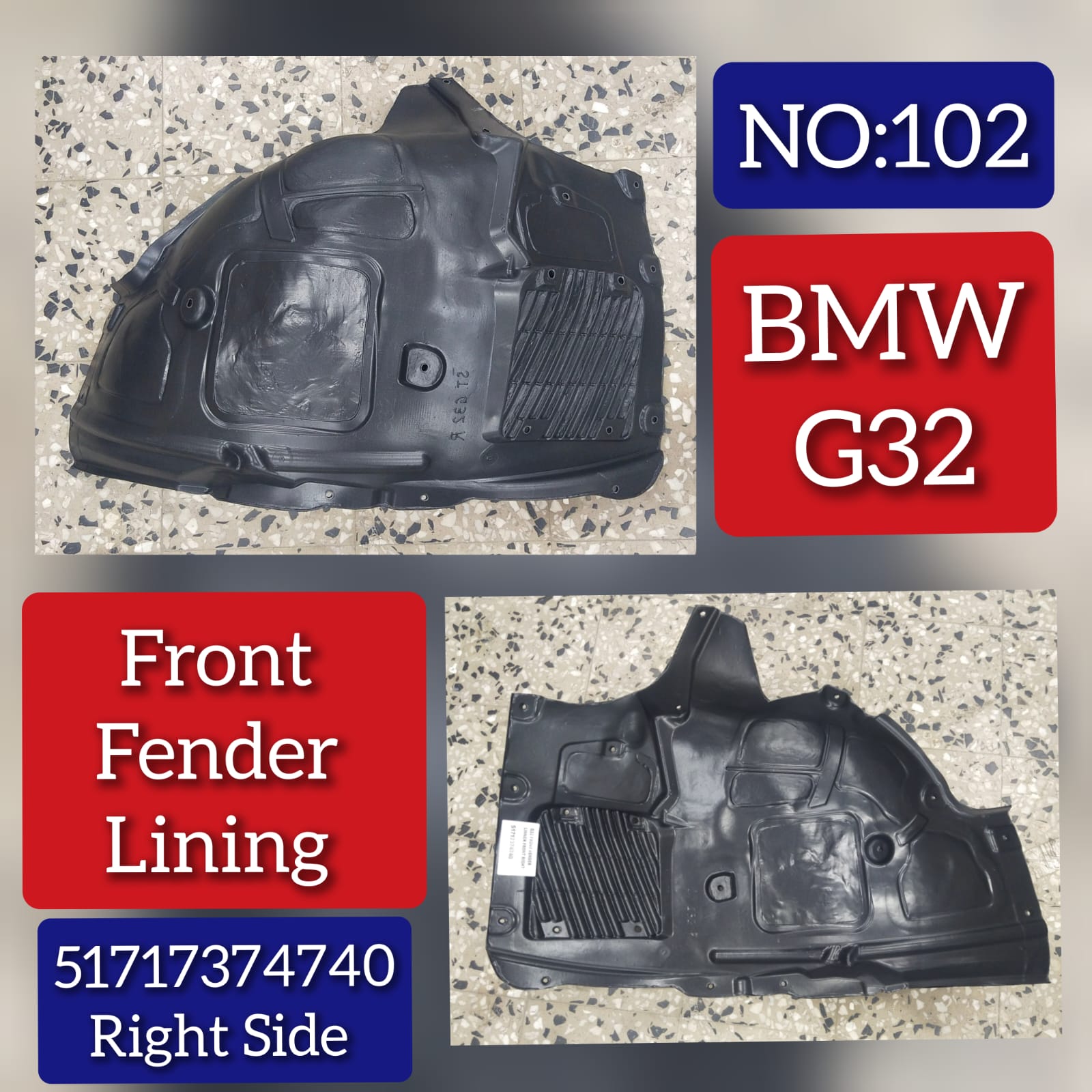 Front Right Fender Liner 51717374740 Compatible With BMW 6 Series G32 Tag-FE-102