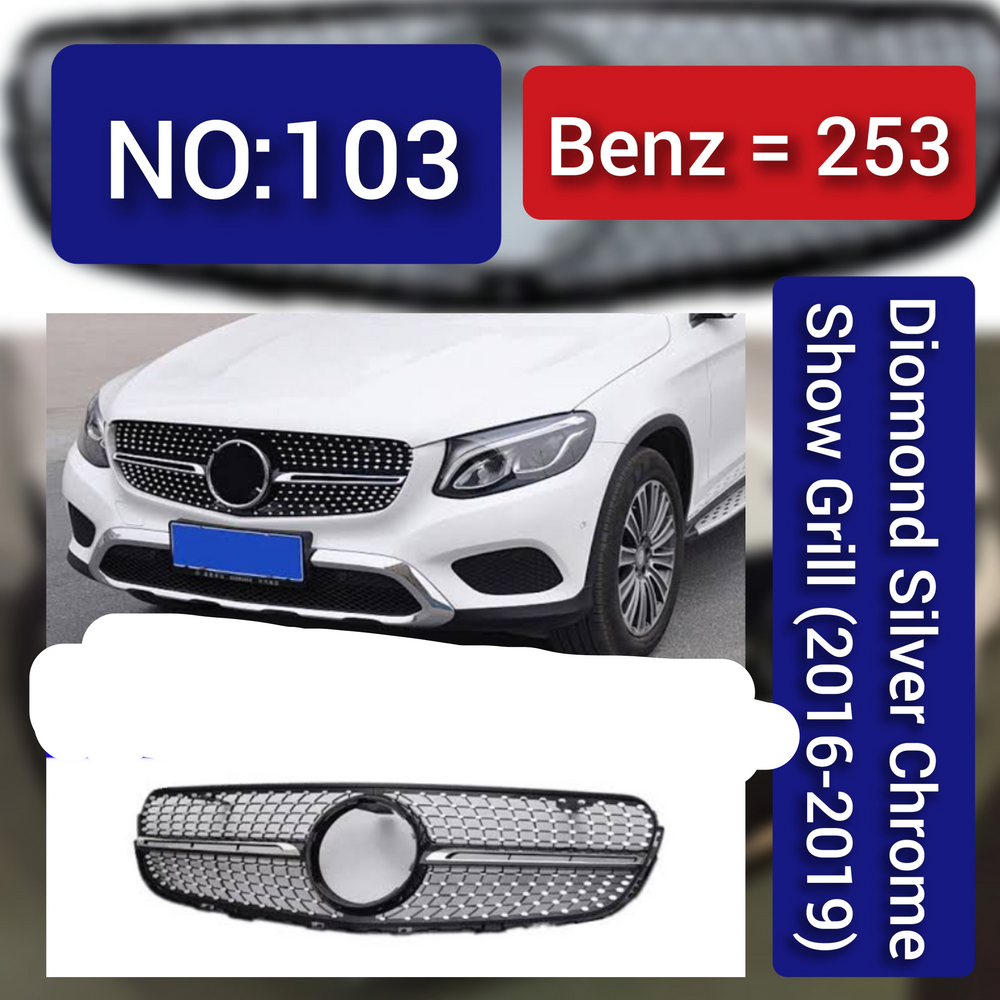 Diomond Silver Chrome Show Grill  Compatible With  Mercedes Benz GLC X253(2016-2019) Tag 103