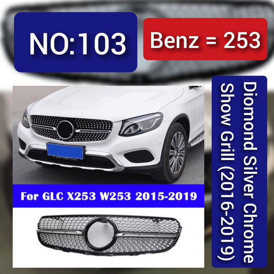 Diomond Silver Chrome Show Grill  Compatible With  Mercedes Benz GLC X253(2016-2019) Tag 103