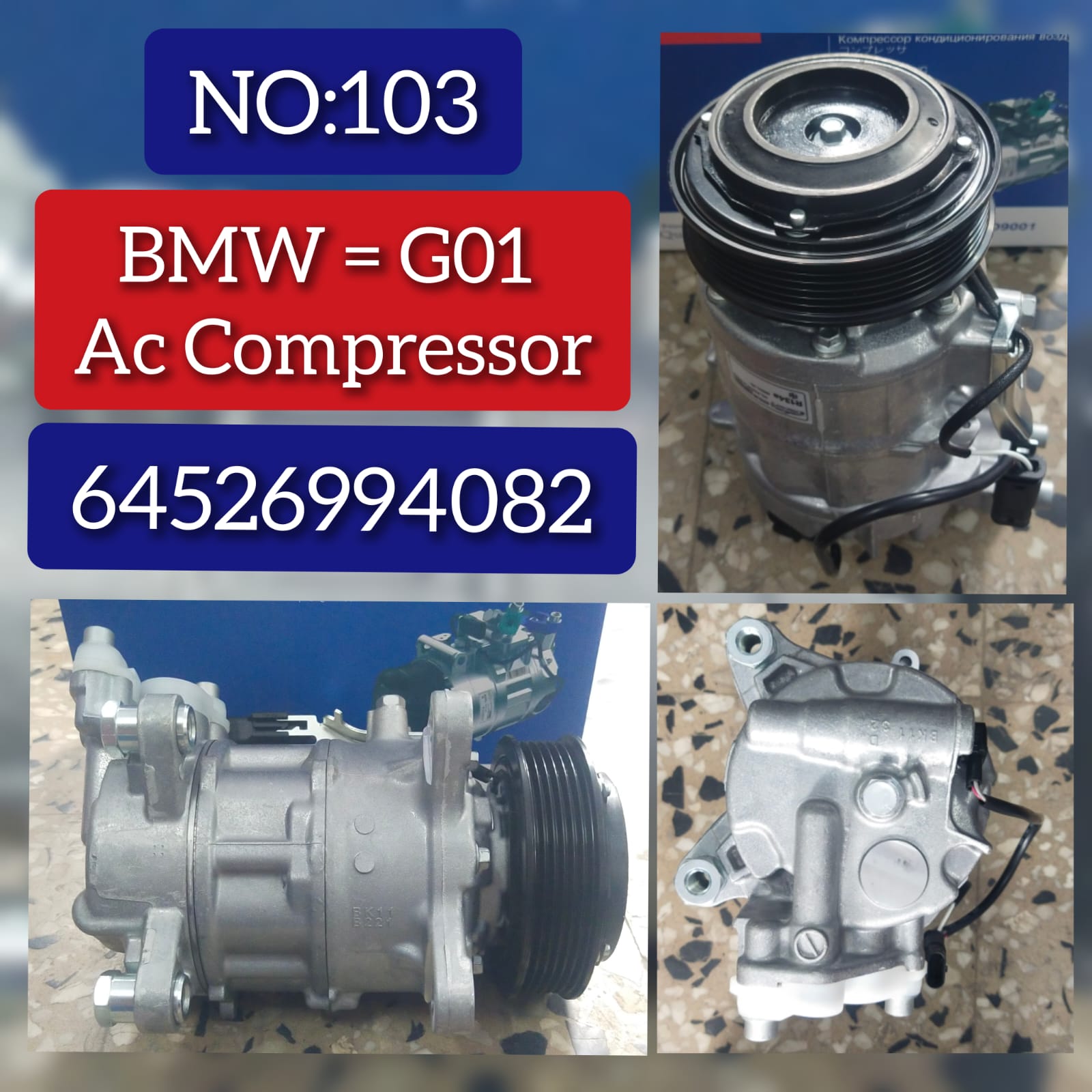 AC Compressor 64526994082 Compatible with BMW X3 (G01, F97, G08)