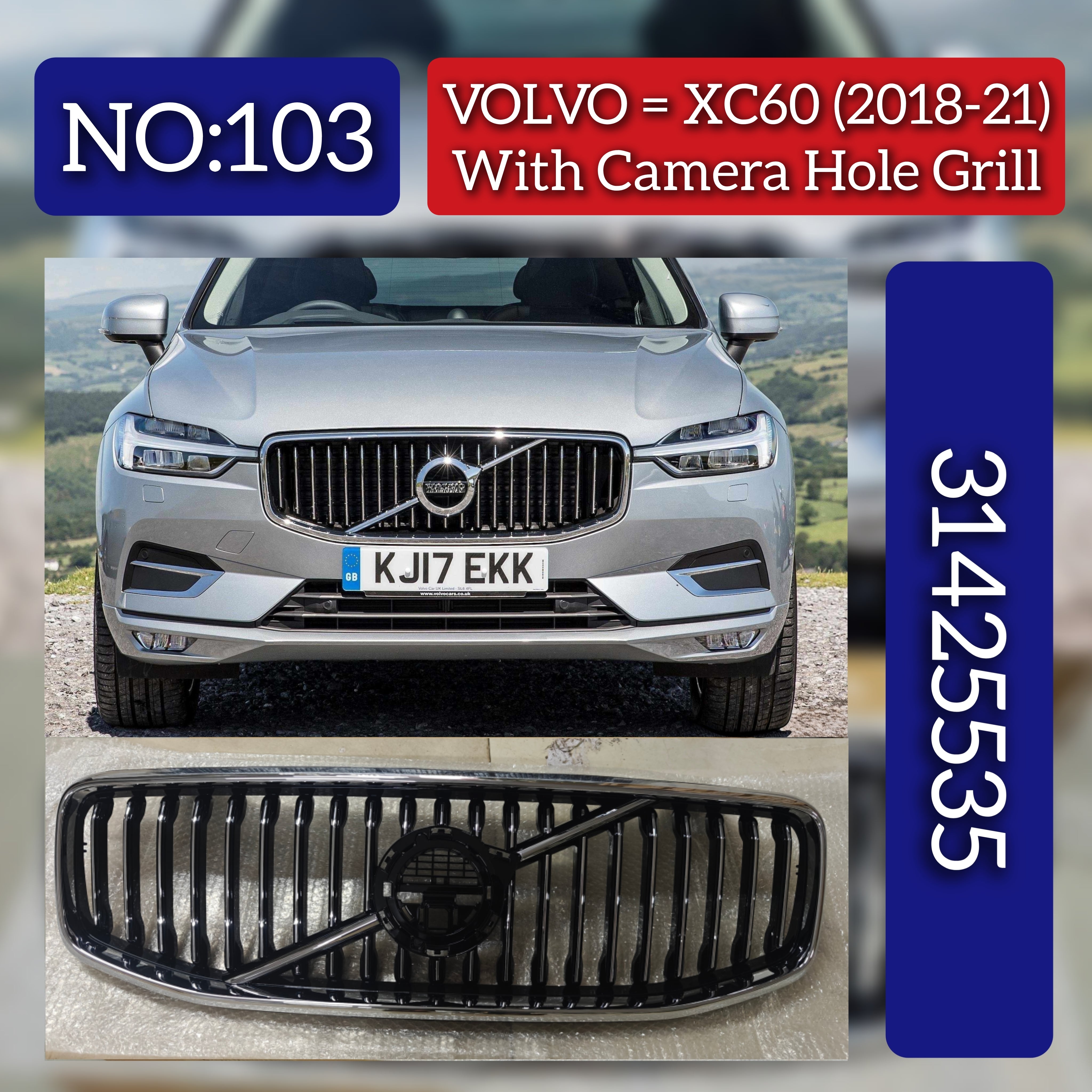 Front Bumper Show Grill With Camera Hole Grill 31425535 31479495 31457465 31479498 Compatible With VOLVO XC60 II (246) Tag No.103