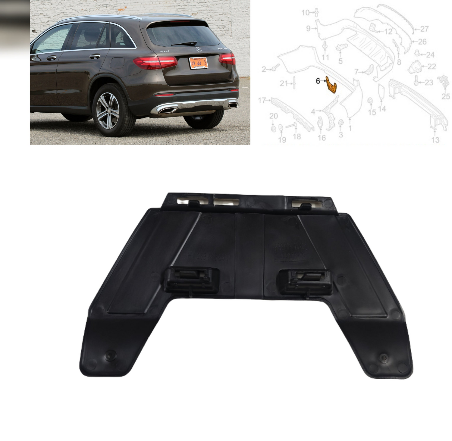 Rear Bumper Bracket 2538852201  A2538852201 Compatible With Mercedes Benz W253 (2016-19) Tag No.1042
