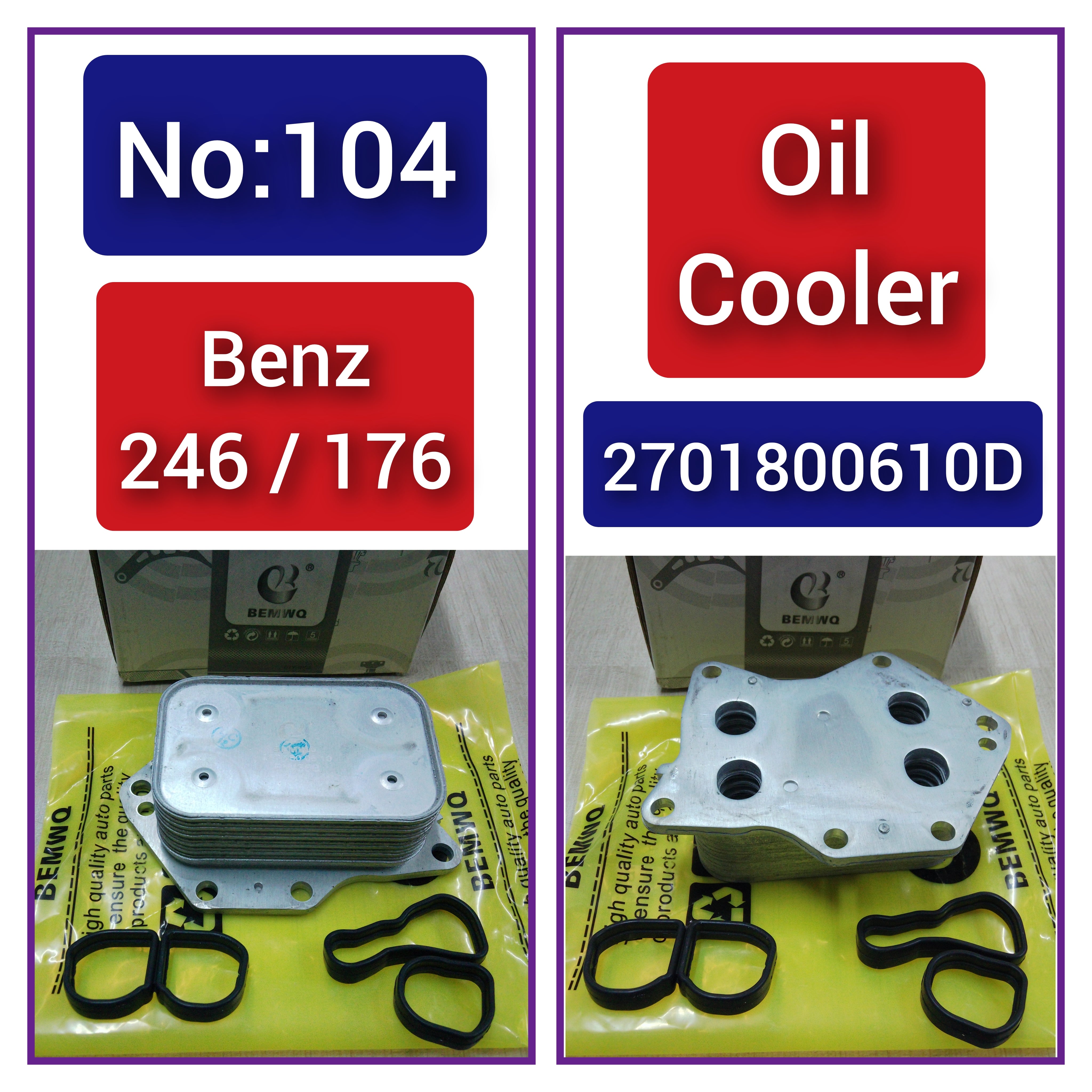 Oil Cooler 2701800610D For Mercedes Benz CLA180 200 Tag-O-104