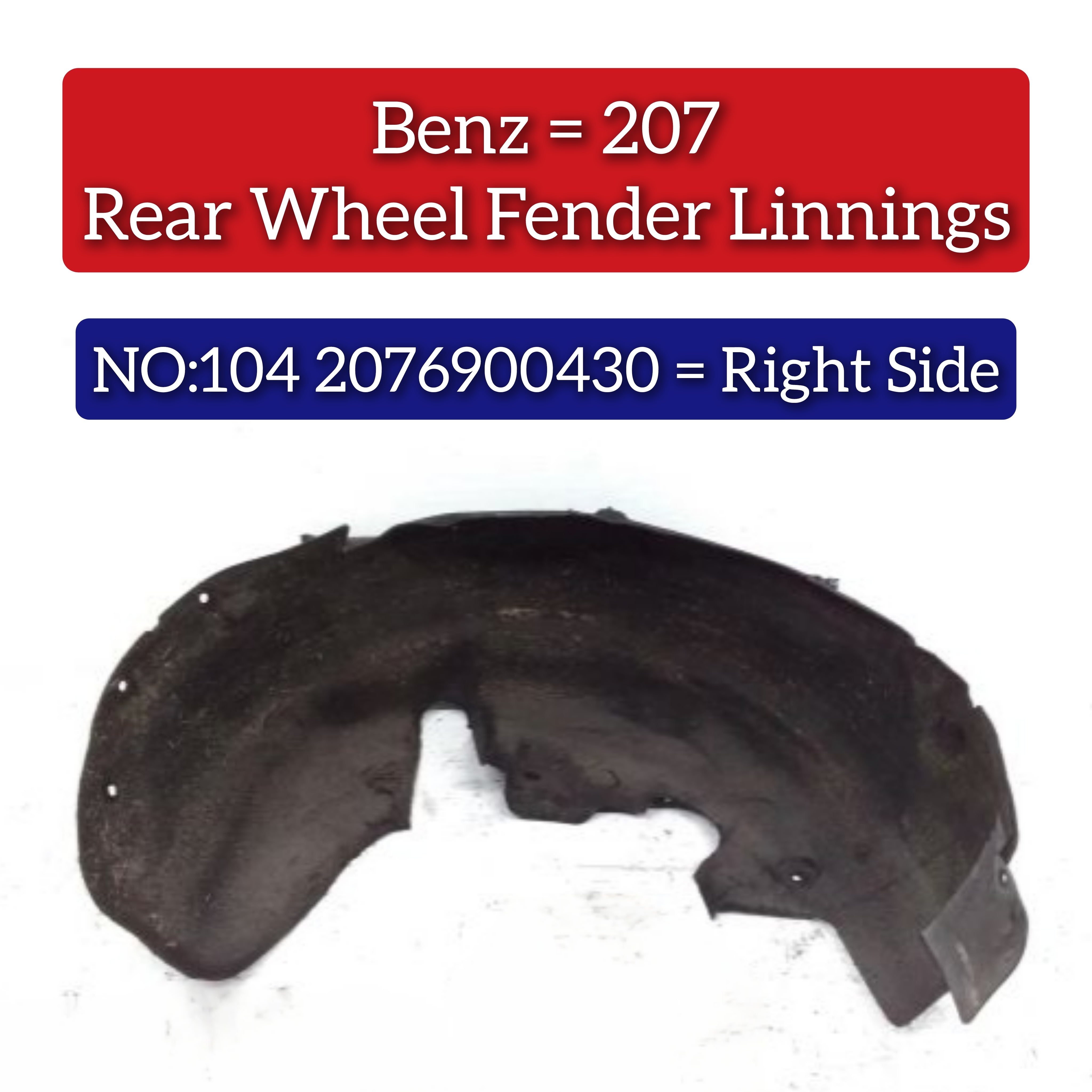 Rear Right Fender Liner 2076900430 Compatible With MERCEDES-BENZ  E-CLASS C207