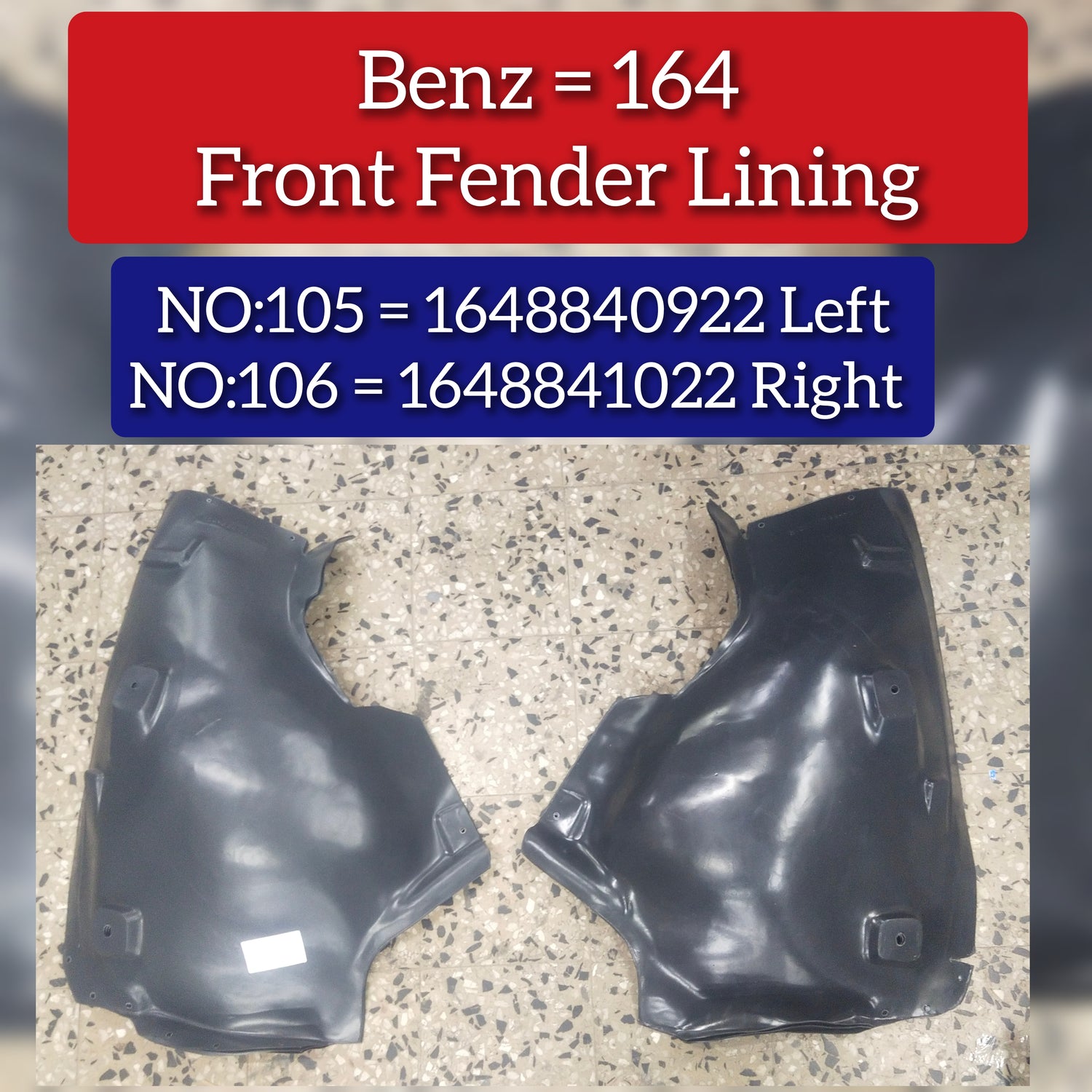 Front Left Fender Liner 1648840922 A1648840922 Compatible With MERCEDES-BENZ M-CLASS (W164)