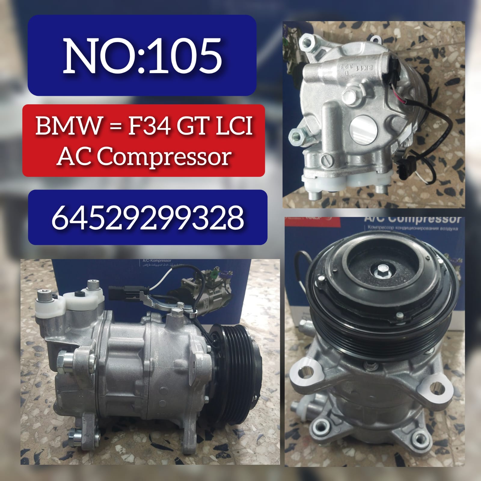 AC Compressor 64526994082 64529299328 64526822847 64527945819 Compatible With BMW 3 Series (F30, F80) & 3 Series (G20, G80, G28) & 3 Gran Turismo (F34) & X3 (G01, F97, G08) & X4 (G02, F98) & Z4 Roadster (G29)