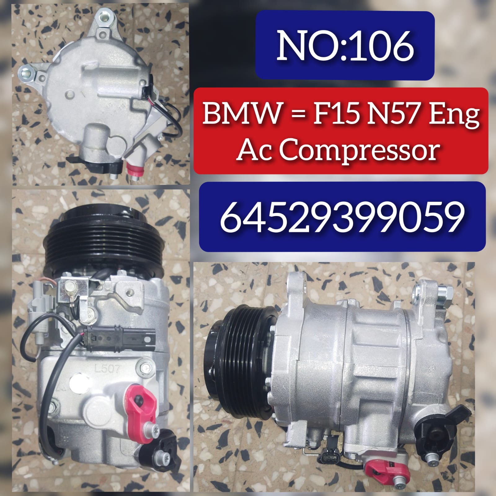 AC Compressor 64529399059 Compatible With BMW & 1 (F20) & 3 (E90) & 3 (F30, F80) & 3 Gran Turismo (F34) & X1 (E84) & X5 (F15, F85) & X6 (F16, F86) Tag.106