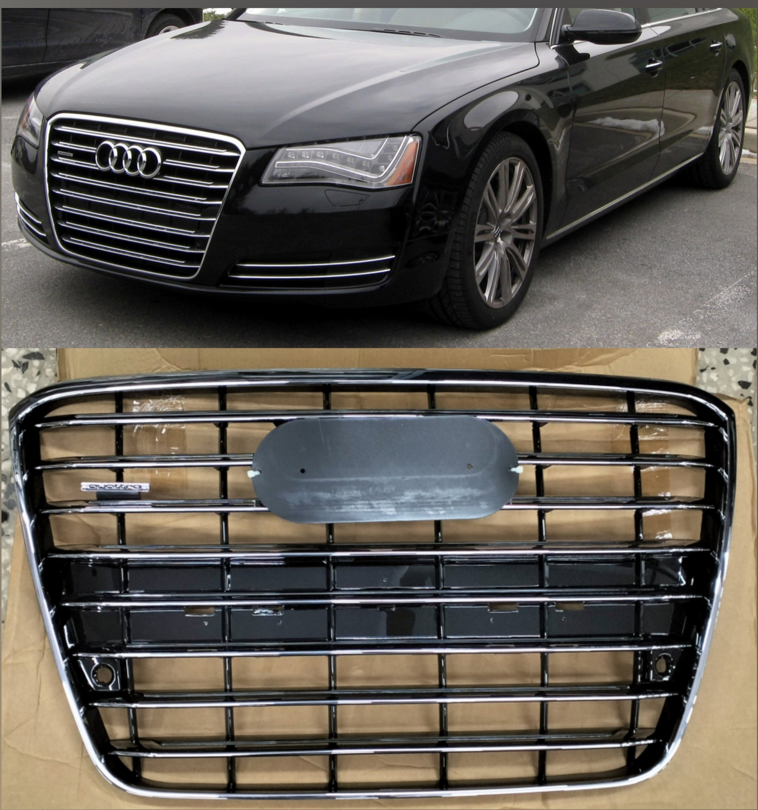 Show Grill Compatible With Audi A8 D4(2011-14) Original Silver Chrome
