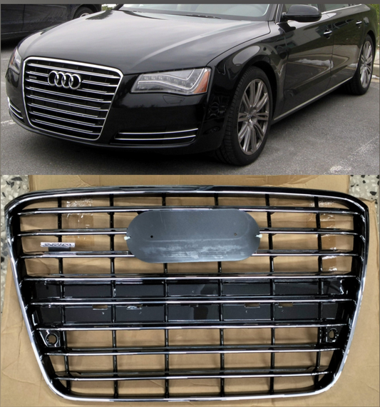 Show Grill Compatible With Audi A8 D4(2011-14) Original Silver Chrome