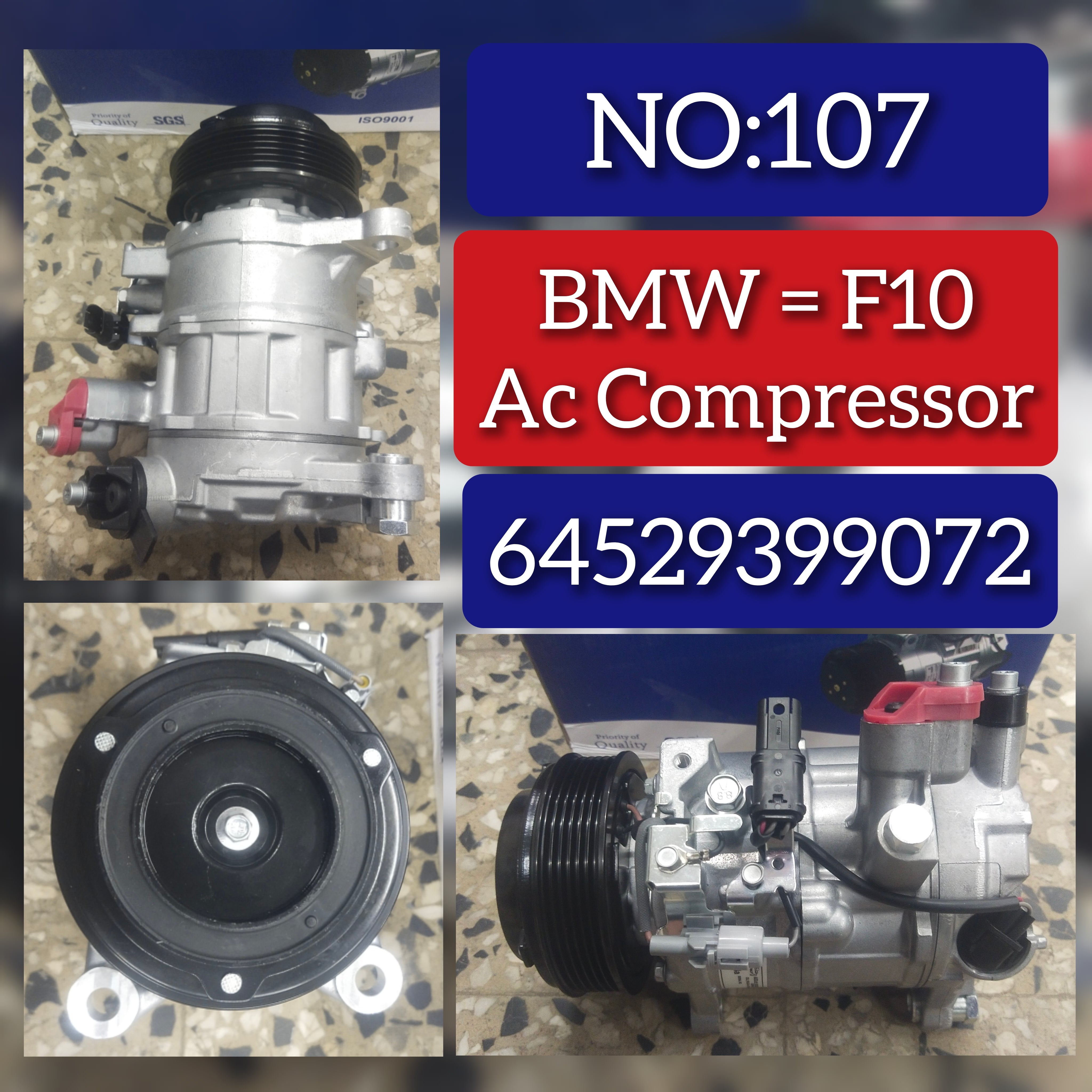 AC Compressor 64529215947 64529216466 64529223694 64529225703 64529399072 Compatible With  BMW 1 Series (F20) & 3 Series (E90,F30, F80,F34) & 5 Series (F10) & 5 Gran Turismo (F07) & 7 Series (F01, F02, F03, F04) & X1 (E84) & X5 (F15, F85)