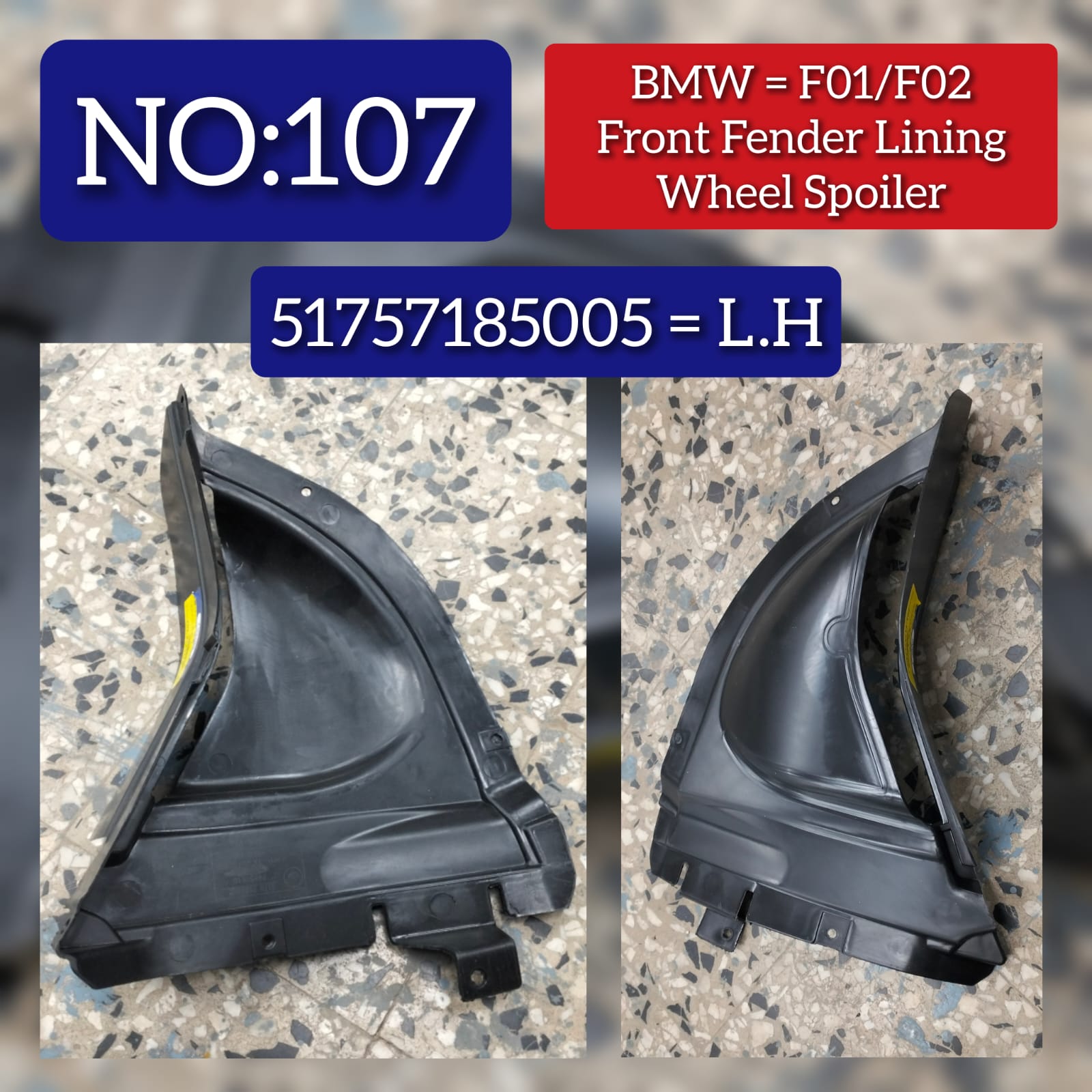 Front Left Fender Liner 51757185005 Compatible With  BMW 7-Series F01 F02