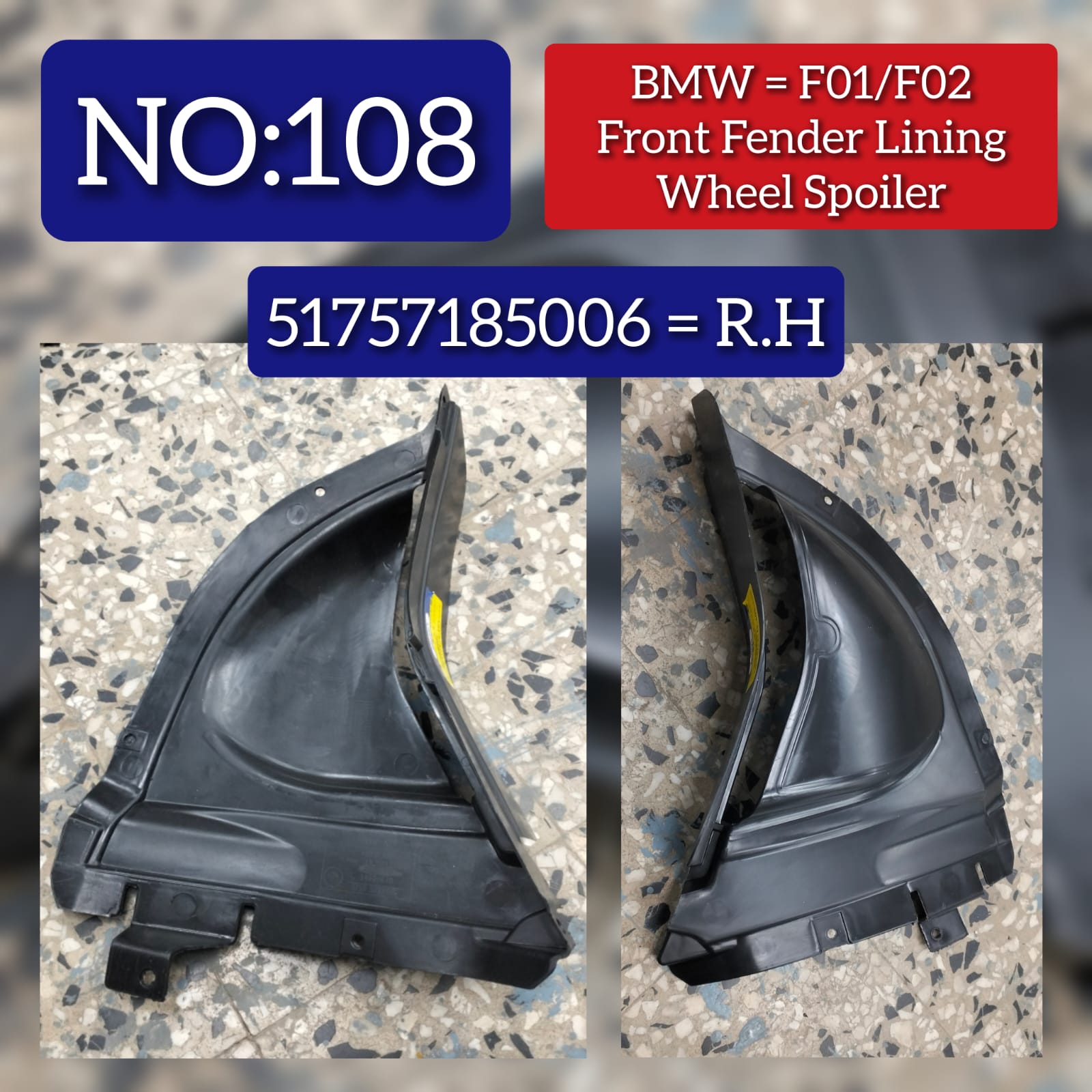 Front Right Fender Liner 51757185006 Compatible With BMW 7-Series F01 F02