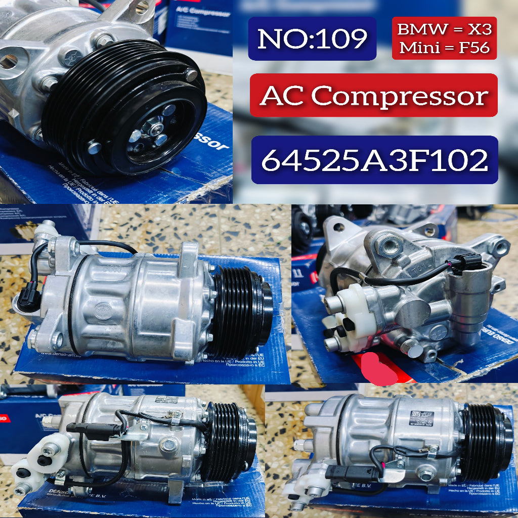 AC Compressor 64525A3F102 Compatible With BMW & 2 Gran Coupe (F44) & 5 (F10) & 5 (G30, F90) & 6 Gran Turismo (G32) & 7 (G11, G12) & 8 Gran Coupe (G16, F93) Tag.109