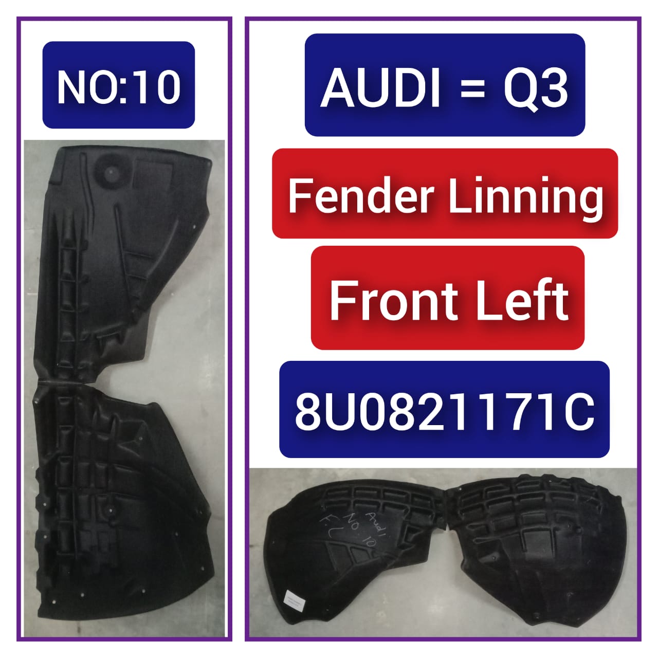 Front Left  Fender Liner 8U0821171C  Compatible With AUDI Q3 Tag-FEA-10
