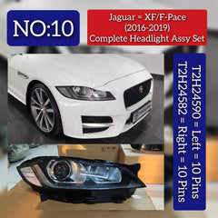 Complete Headlight Assy Left T2H24590 & Right T2H24582 Compatible With Jaguar XF/F-Pace (2016-2019) Tag No.10