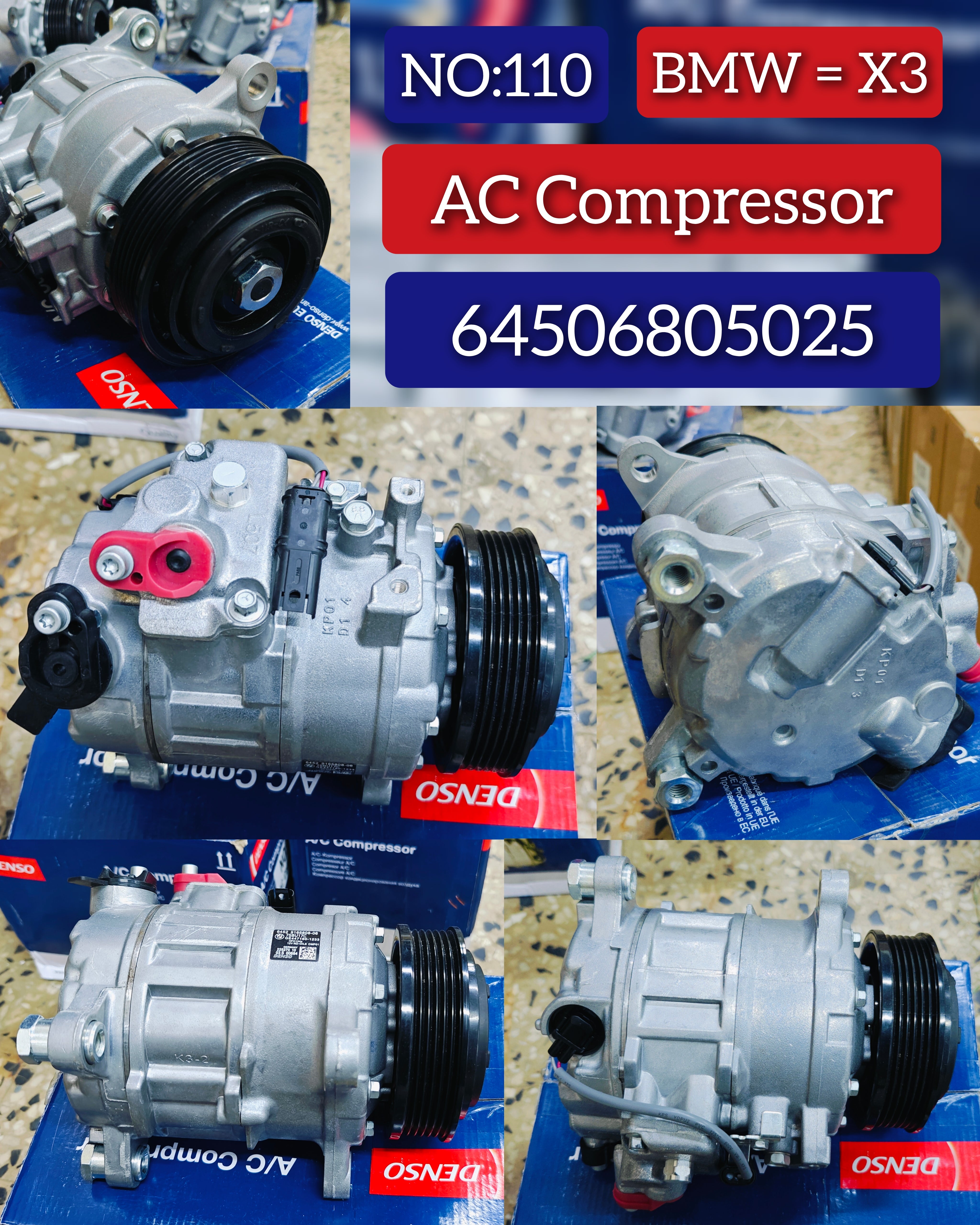 AC Compressor 64506805025 64529216467 64529396722  Compatible With BMW 3 Series (F30, F80) & X3 (F25)