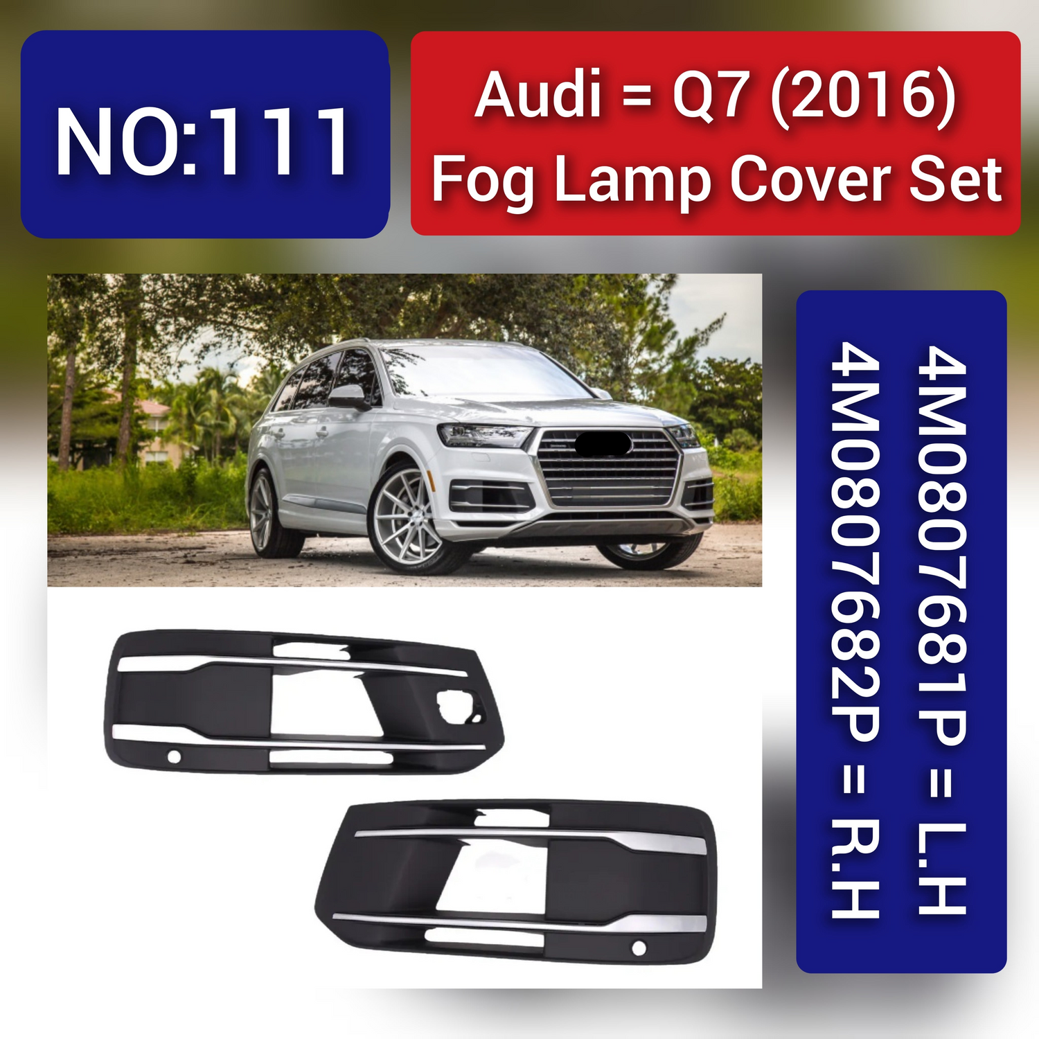 Fog Lamp Cover Left 4M0807681P & Right 4M0807682P Compatible With AUDI Q7 2016 Tag-FC-111