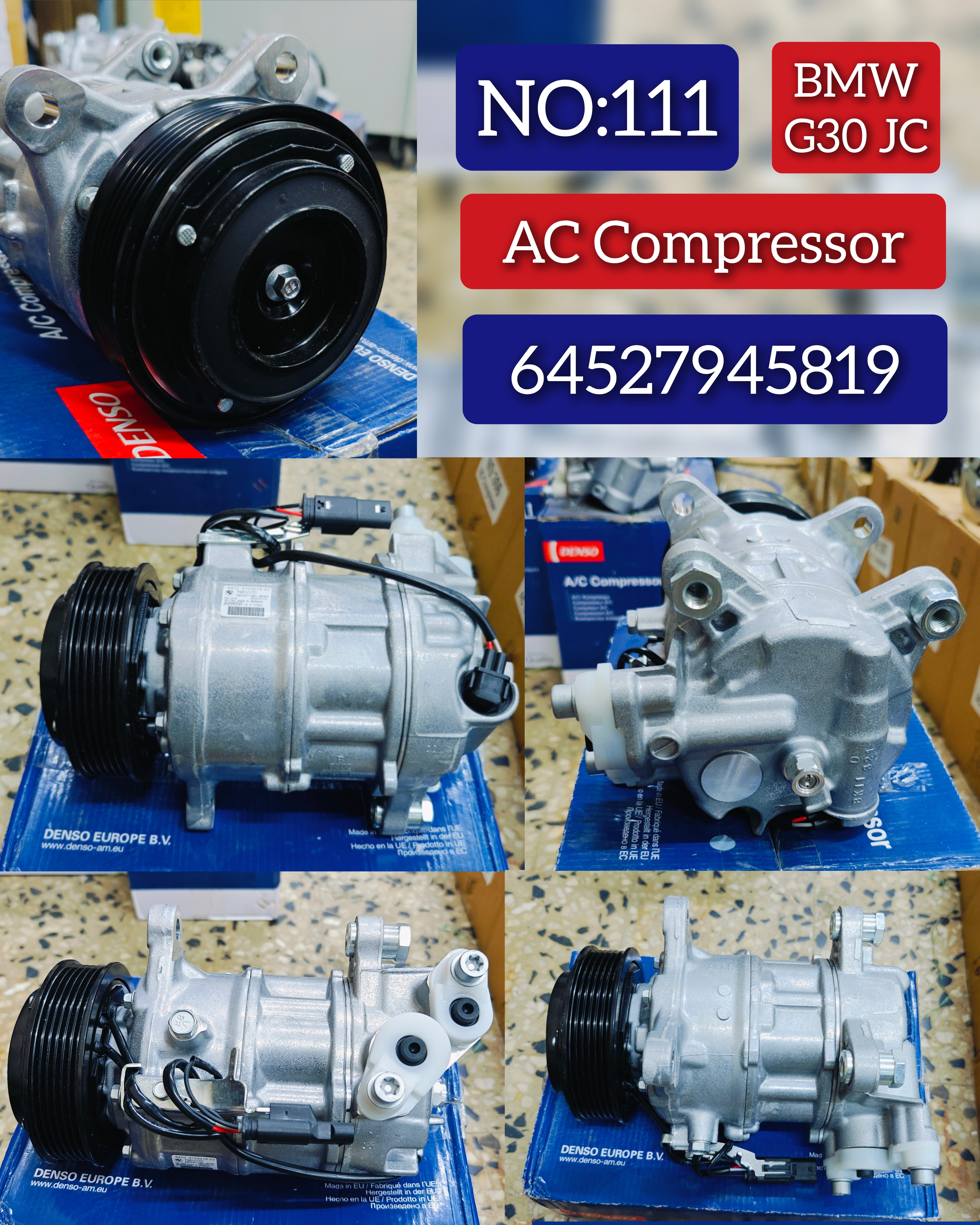 AC Compressor 64526995918 64527945819 Compatible With BMW  5 Series (F10,G30, F90) & 6 Gran Turismo (G32) & 7 Series (G11, G12) & 8 Gran Coupe (G16, F93) & X1 (F48) & X3 (F25) & X5 (G05, F95) &  X6 (G06, F96) & X7 (G07)