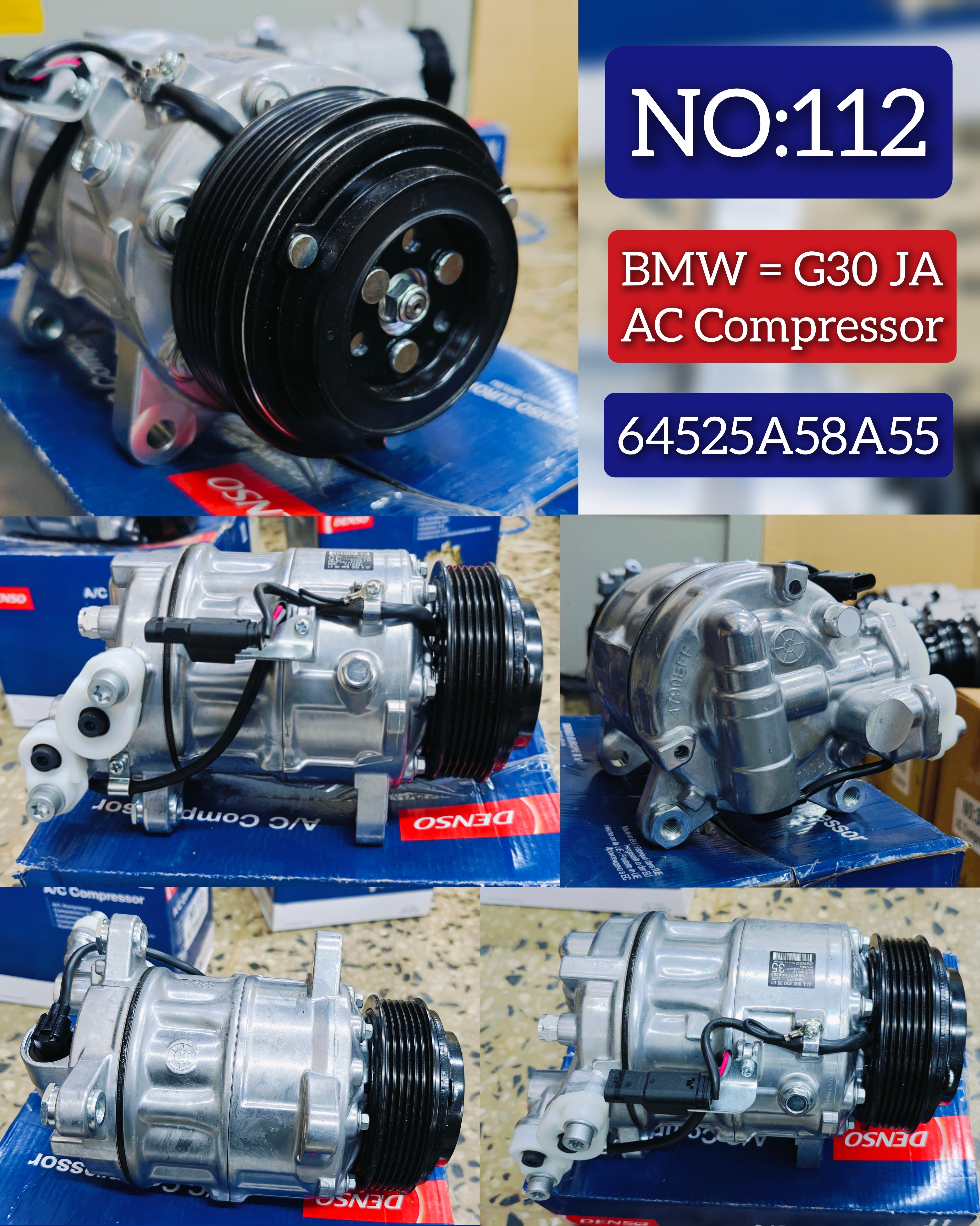 AC Compressor 64525A58A55 Compatible With BMW 5 Series (G30, F90) & 6 Gran Turismo (G32) & 7 Series (G11, G12)