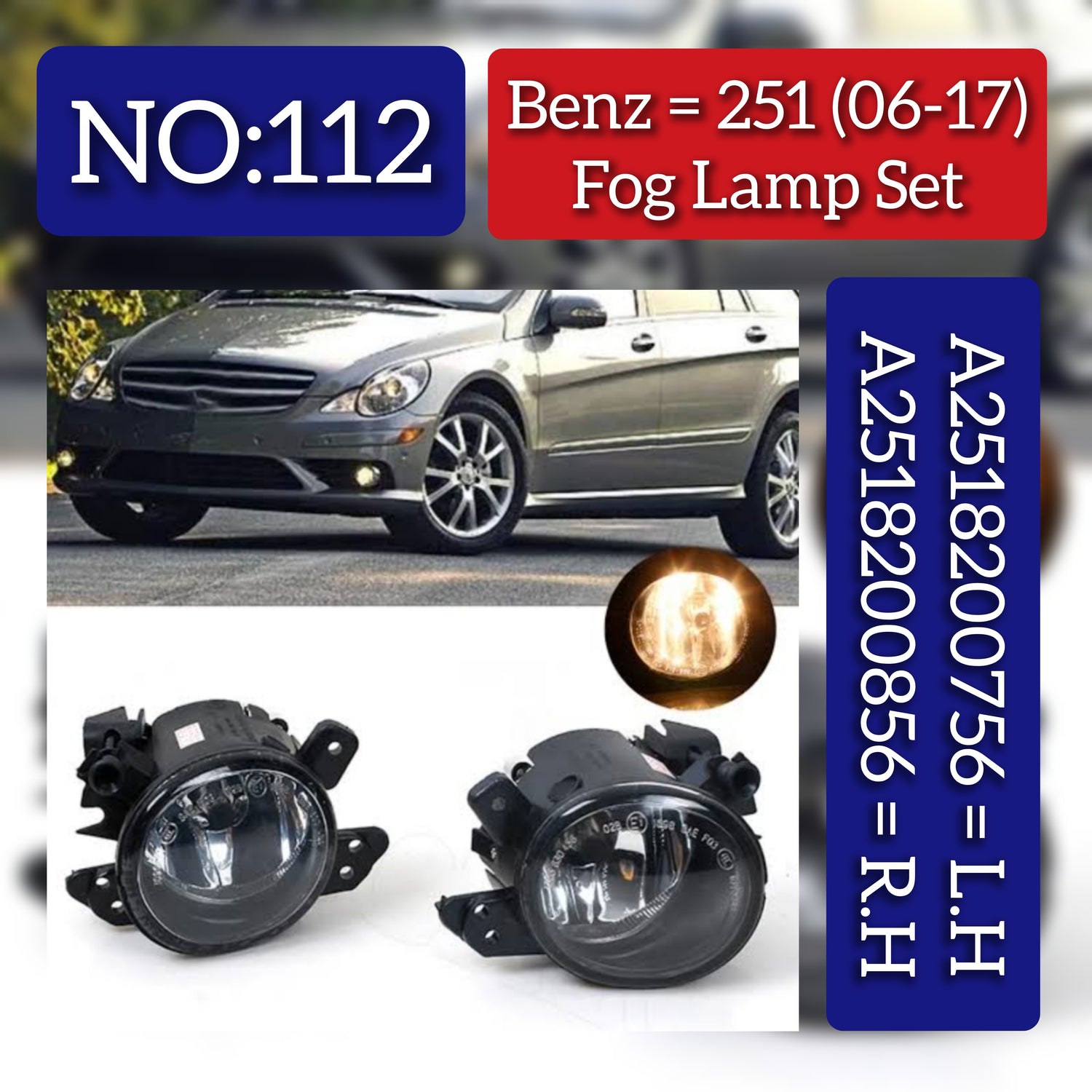 Fog Lamp Fog Light Left 2518200756 & Right 2518200856 Compatible With  MERCEDES-BENZ C-CLASS (W204) CLS (C218) CLS (C219)